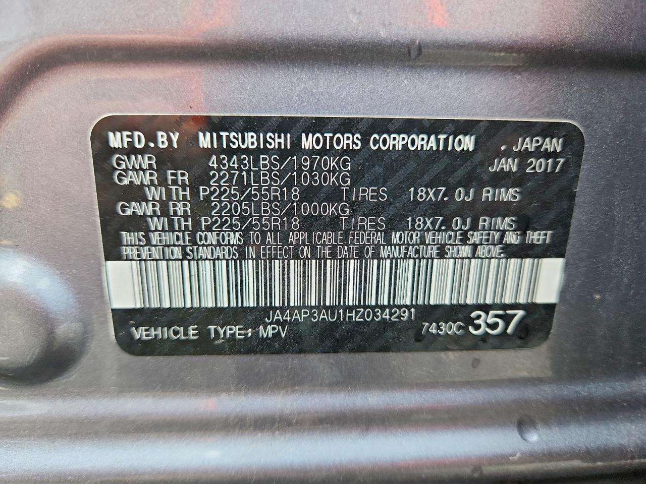 2017 Mitsubishi Outlander Sport Es Gray vin: JA4AP3AU1HZ034291