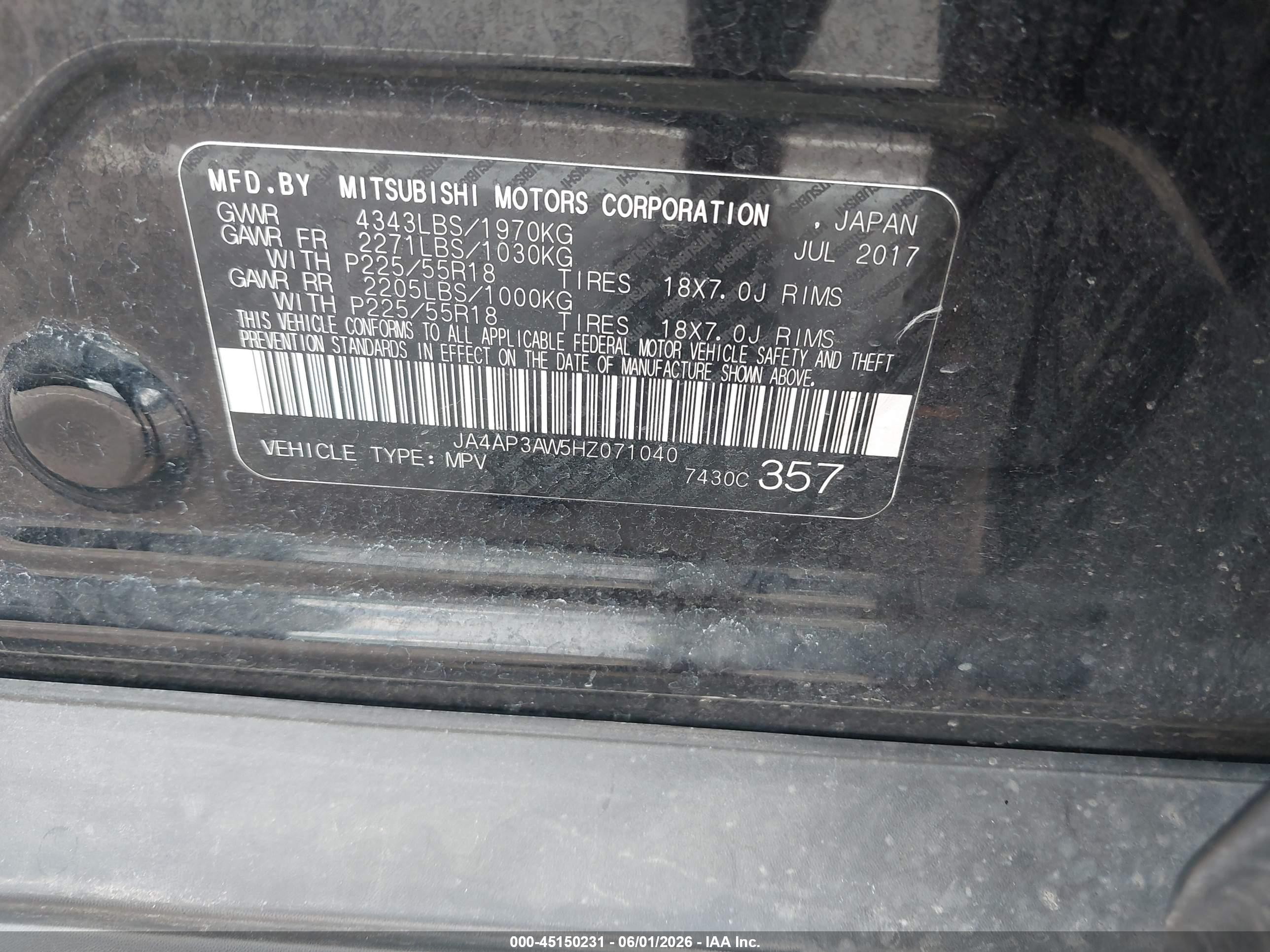 2017 Mitsubishi Outlander Sport 2.4 Se Black vin: JA4AP3AW5HZ071040