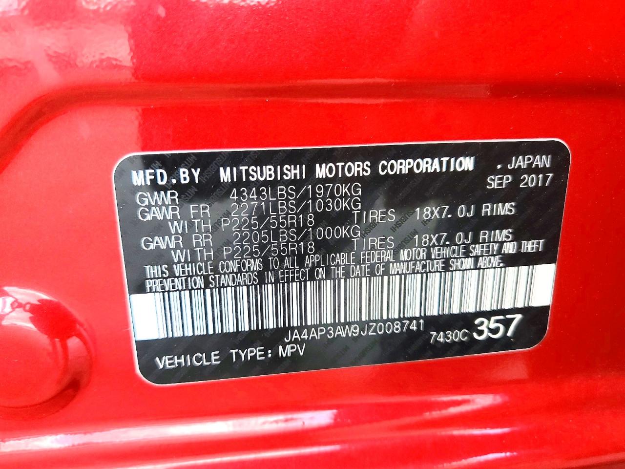 2018 Mitsubishi Outlander Sport Es Red vin: JA4AP3AW9JZ008741