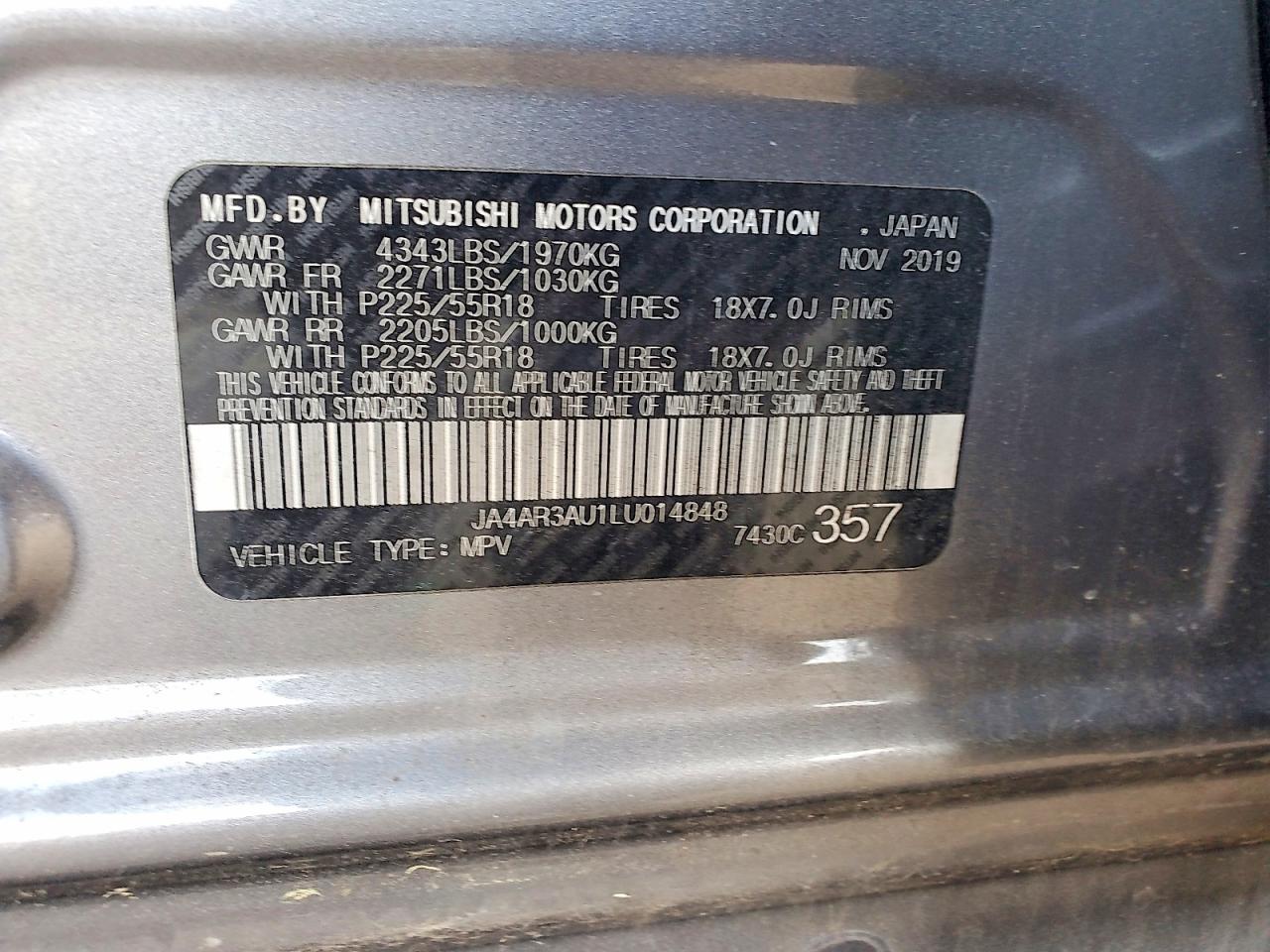 2020 Mitsubishi Outlander Sport Es Gray vin: JA4AR3AU1LU014848