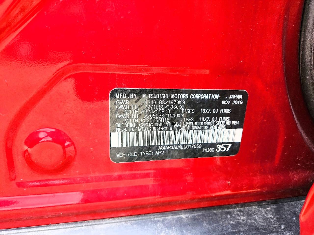 2020 Mitsubishi Outlander Sport Es Red vin: JA4AR3AU4LU017050