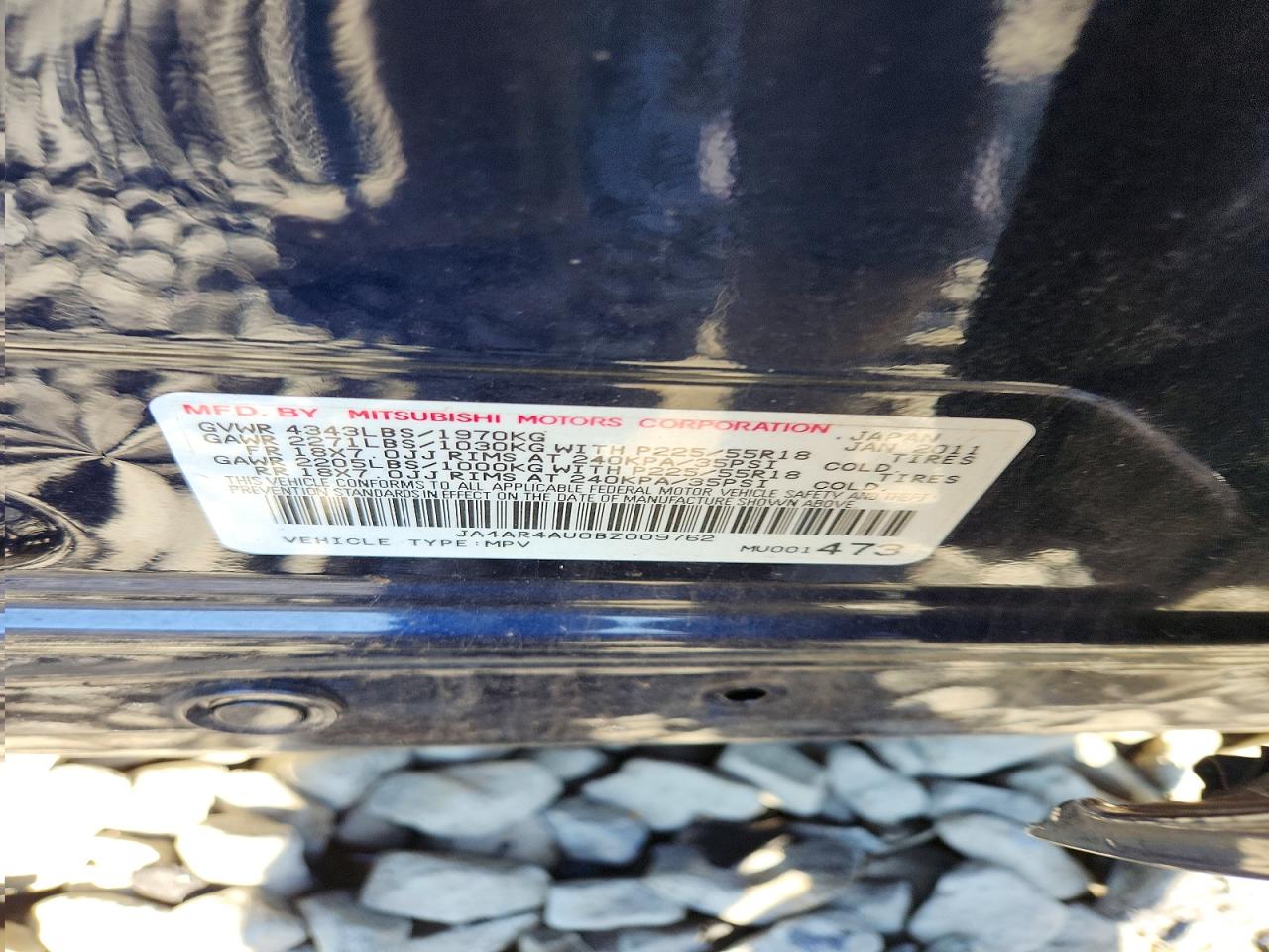 2011 Mitsubishi Outlander Sport Se Blue vin: JA4AR4AU0BZ009762