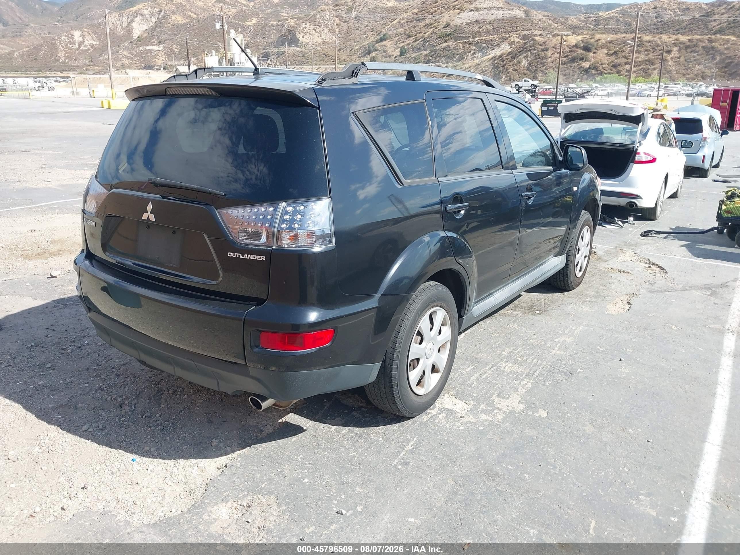 2012 Mitsubishi Outlander Es Black vin: JA4AS2AW5CU001598
