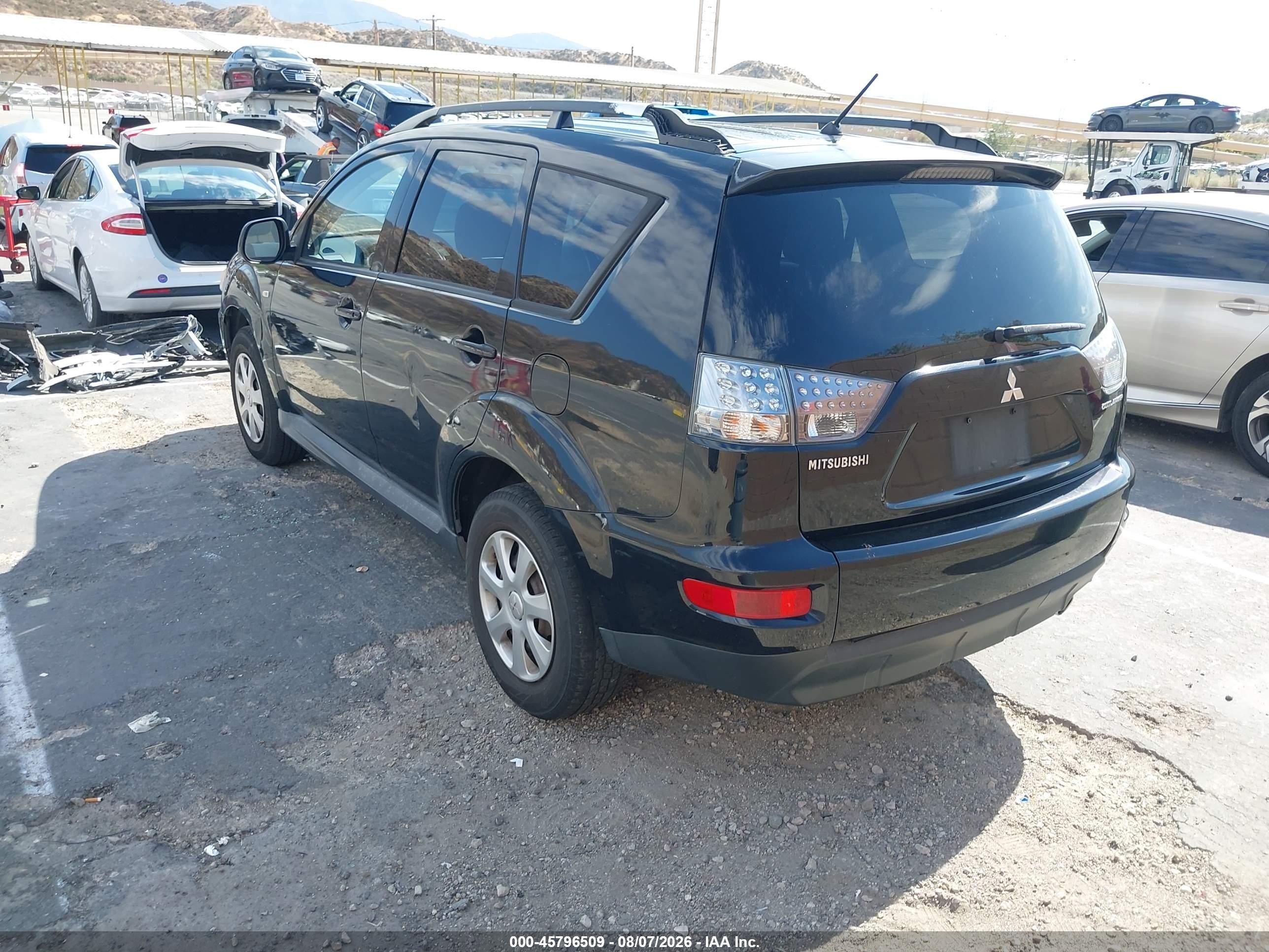 2012 Mitsubishi Outlander Es Black vin: JA4AS2AW5CU001598
