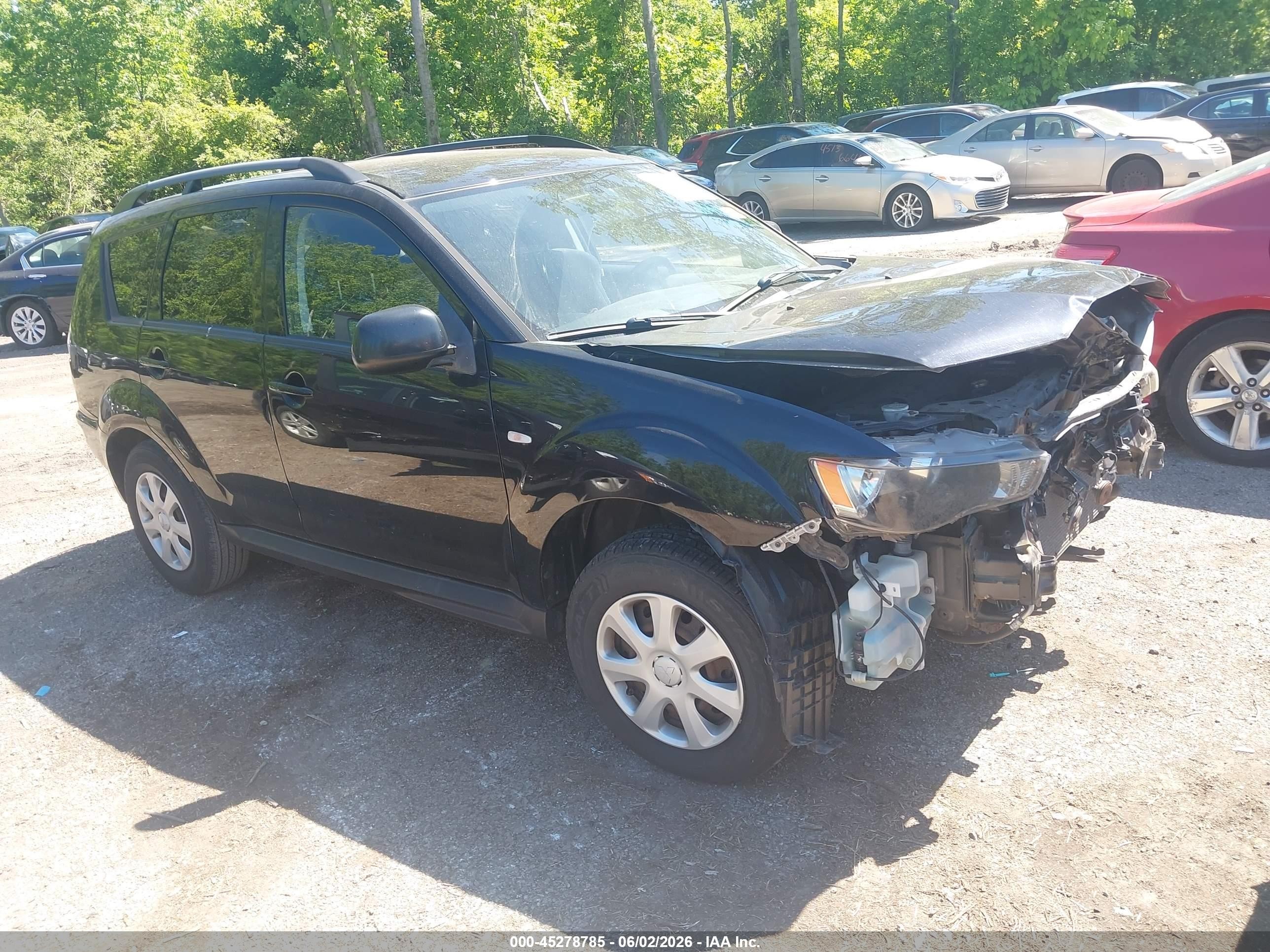 2012 Mitsubishi Outlander Es Black vin: JA4AS2AW5CU006266
