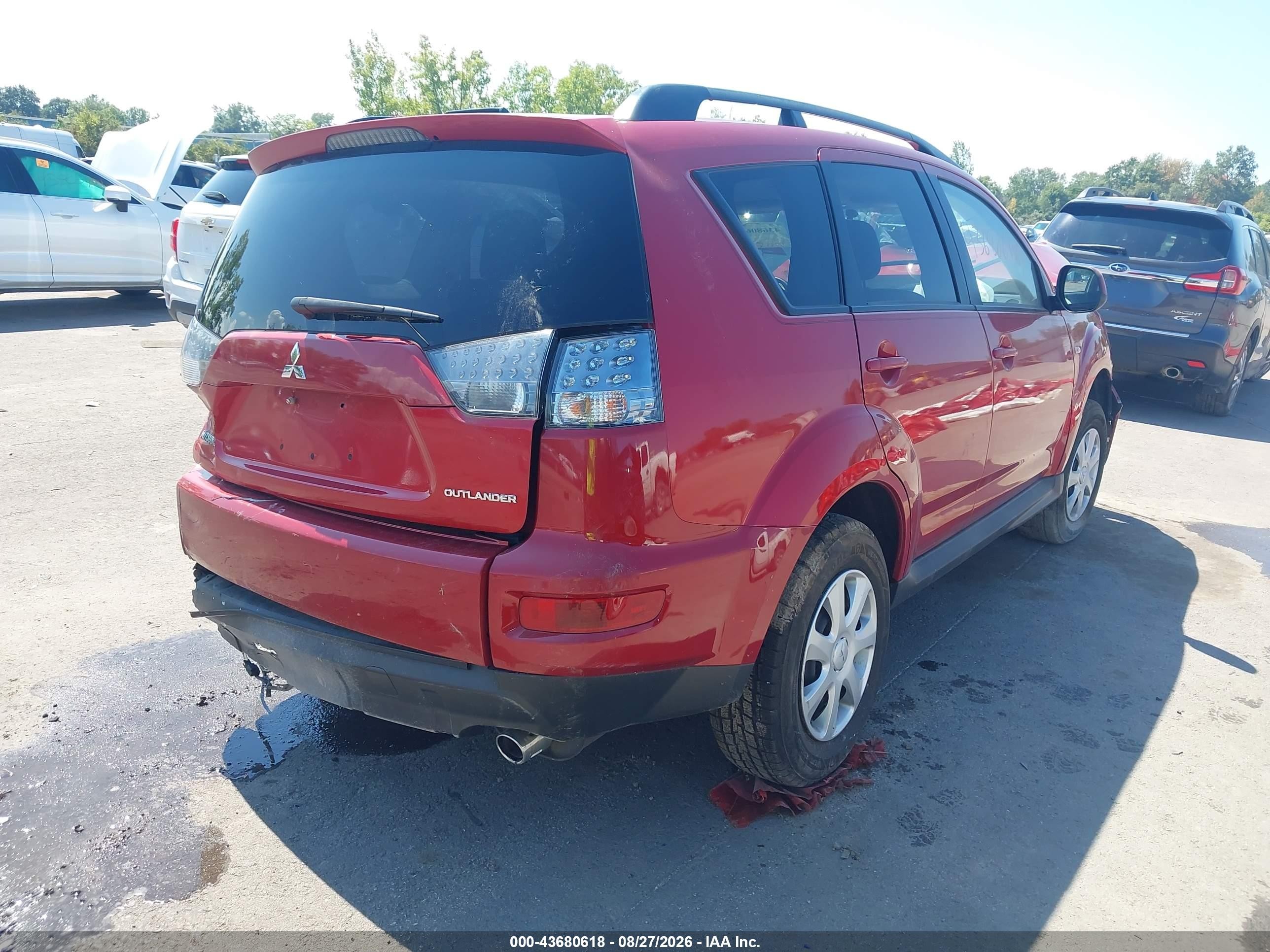 2013 Mitsubishi Outlander Es Red vin: JA4AS2AW5DU001795