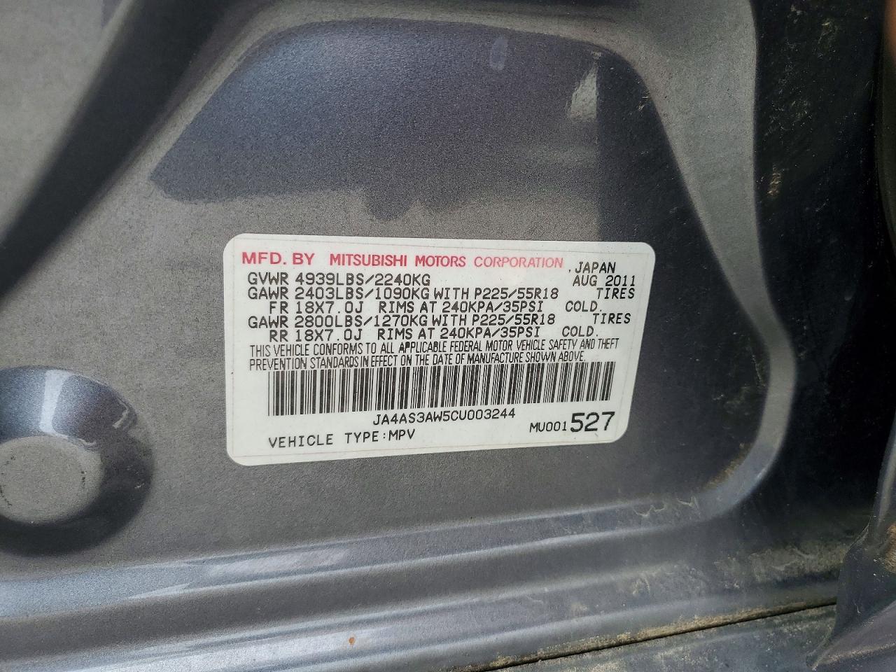 2012 Mitsubishi Outlander Se Gray vin: JA4AS3AW5CU003244