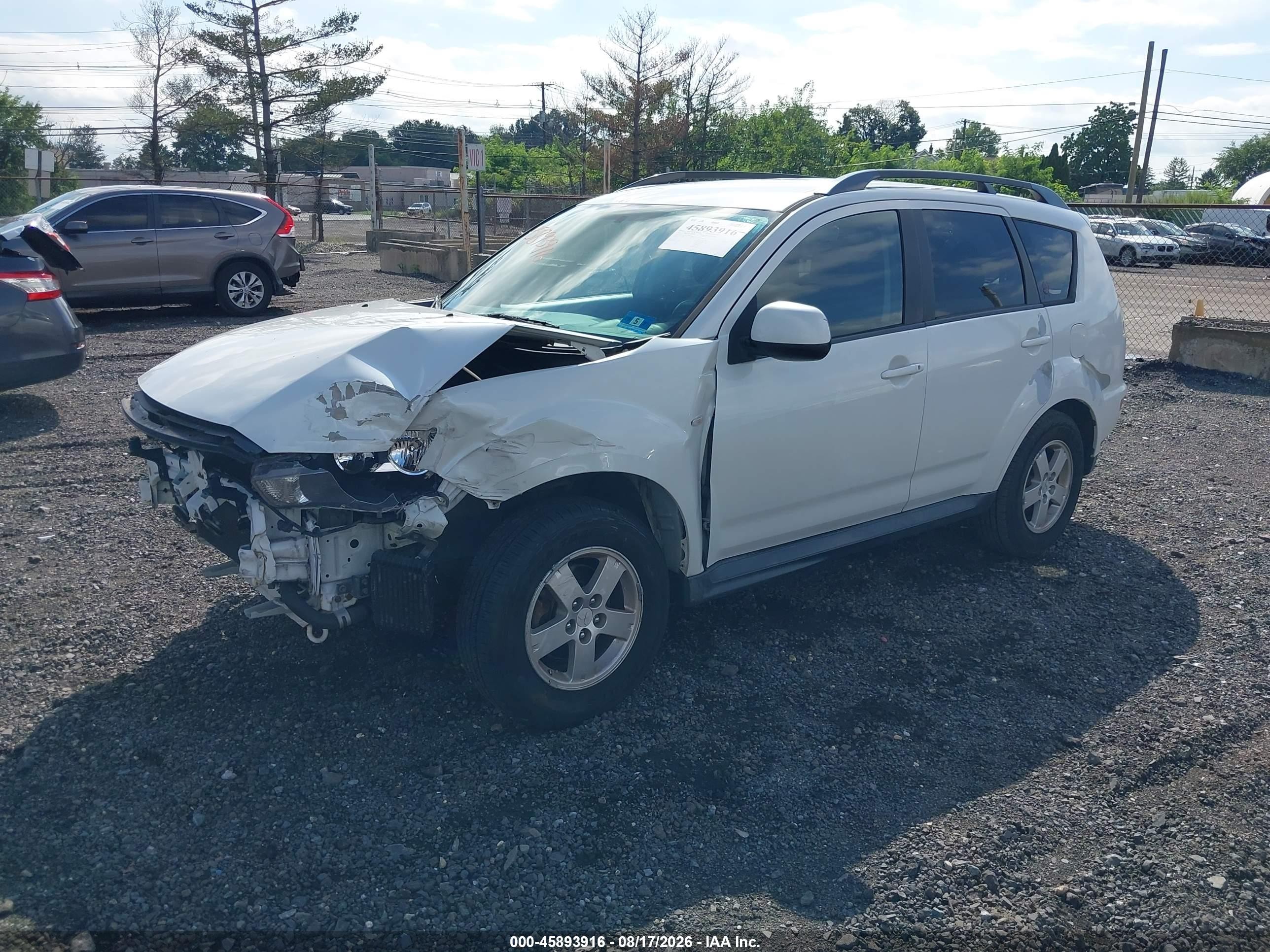 2010 Mitsubishi Outlander Es White vin: JA4AT2AW6AZ013983