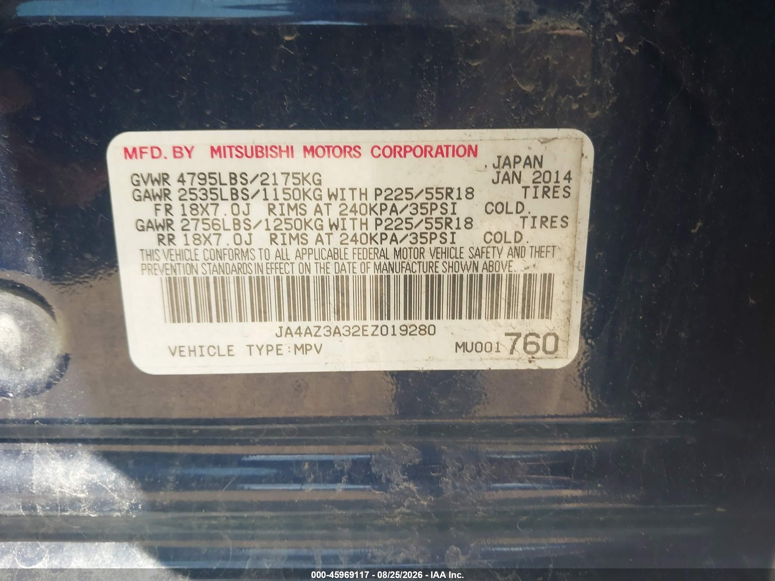 2014 Mitsubishi Outlander Se Blue vin: JA4AZ3A32EZ019280