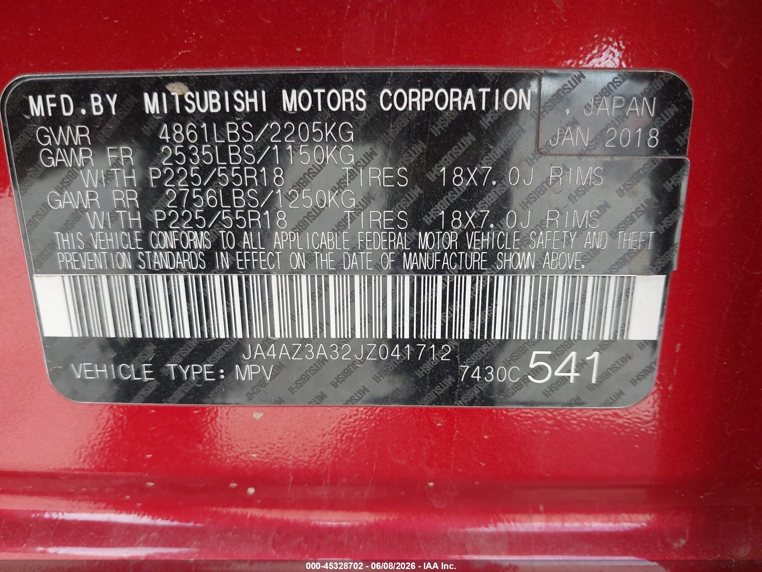 2018 Mitsubishi Outlander Se Красный vin: JA4AZ3A32JZ041712