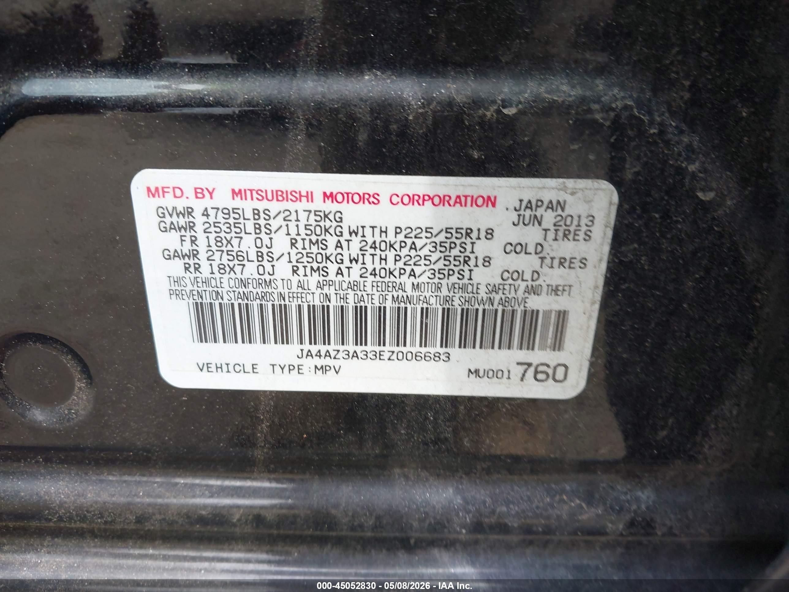 2014 Mitsubishi Outlander Se Black vin: JA4AZ3A33EZ006683