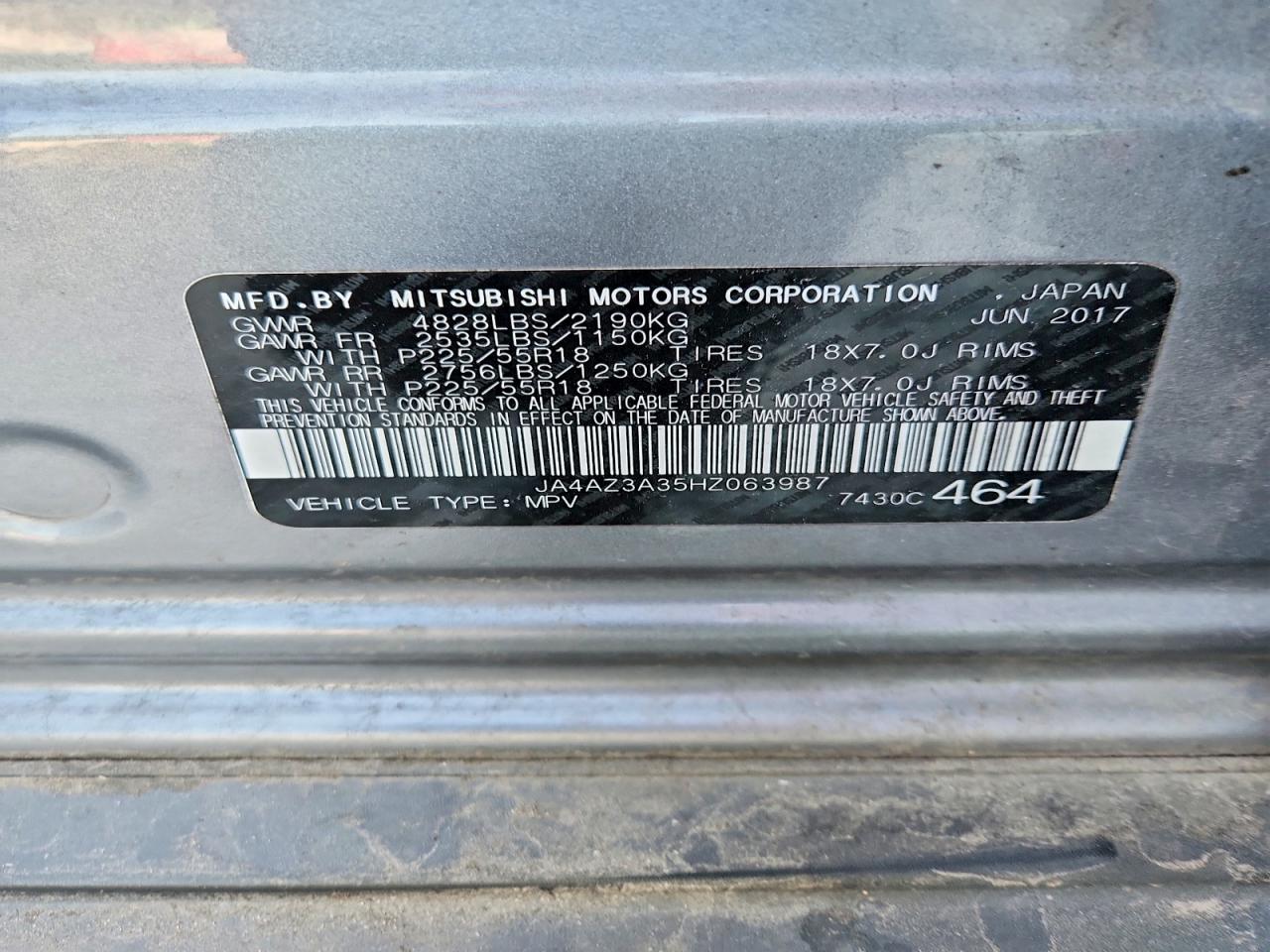 2017 Mitsubishi Outlander Se Gray vin: JA4AZ3A35HZ063987