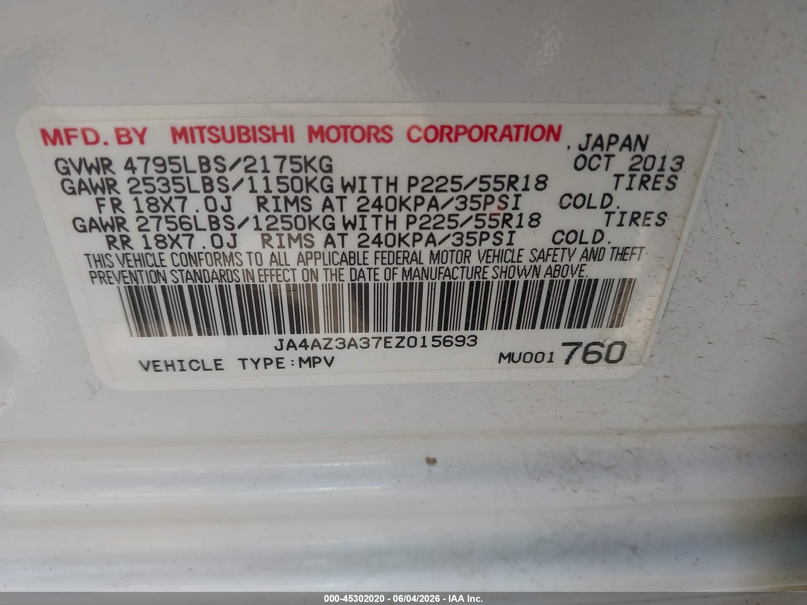 2014 Mitsubishi Outlander Se White vin: JA4AZ3A37EZ015693