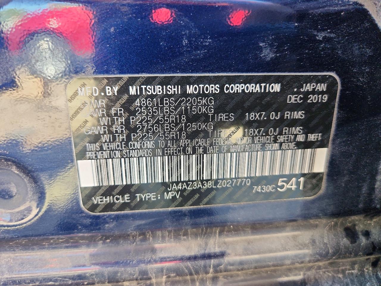 2020 Mitsubishi Outlander Se Синий vin: JA4AZ3A38LZ027770
