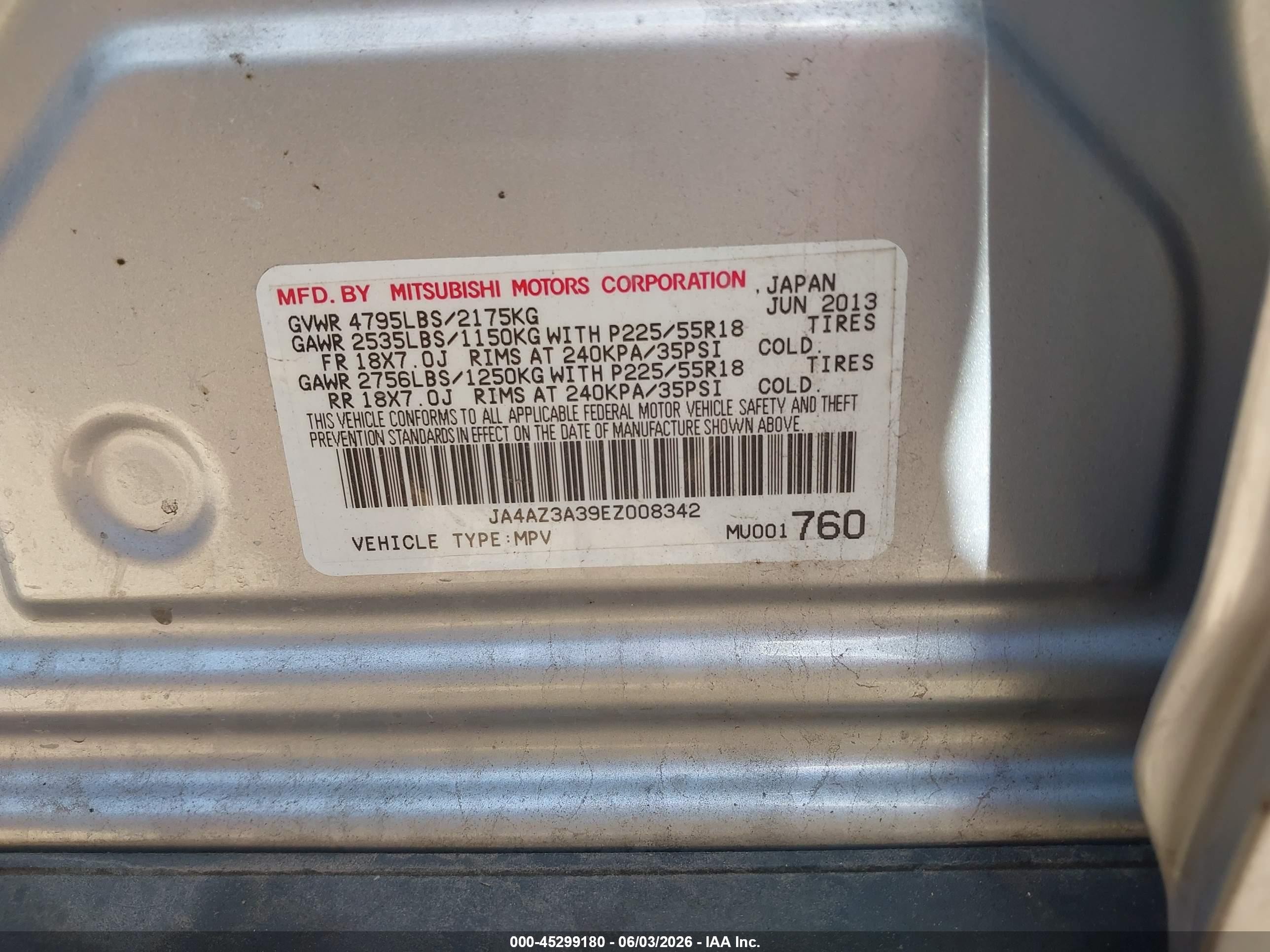 2014 Mitsubishi Outlander Se Silver vin: JA4AZ3A39EZ008342