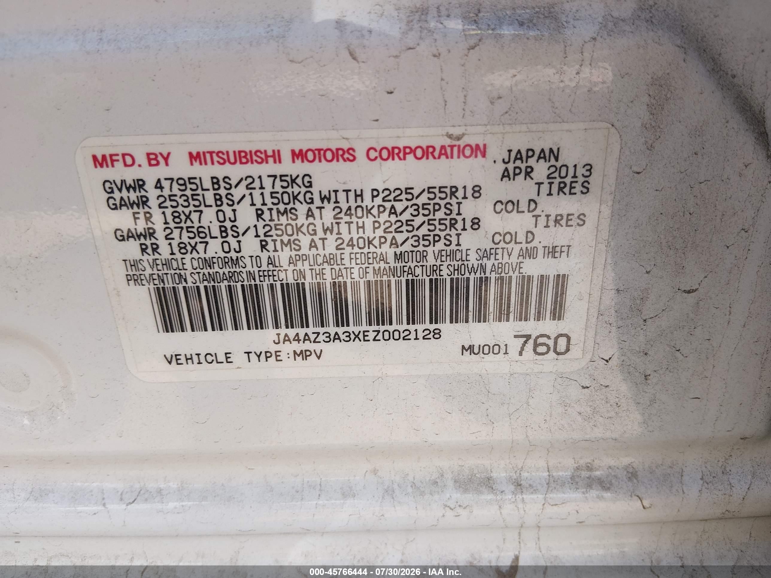 2014 Mitsubishi Outlander Se White vin: JA4AZ3A3XEZ002128