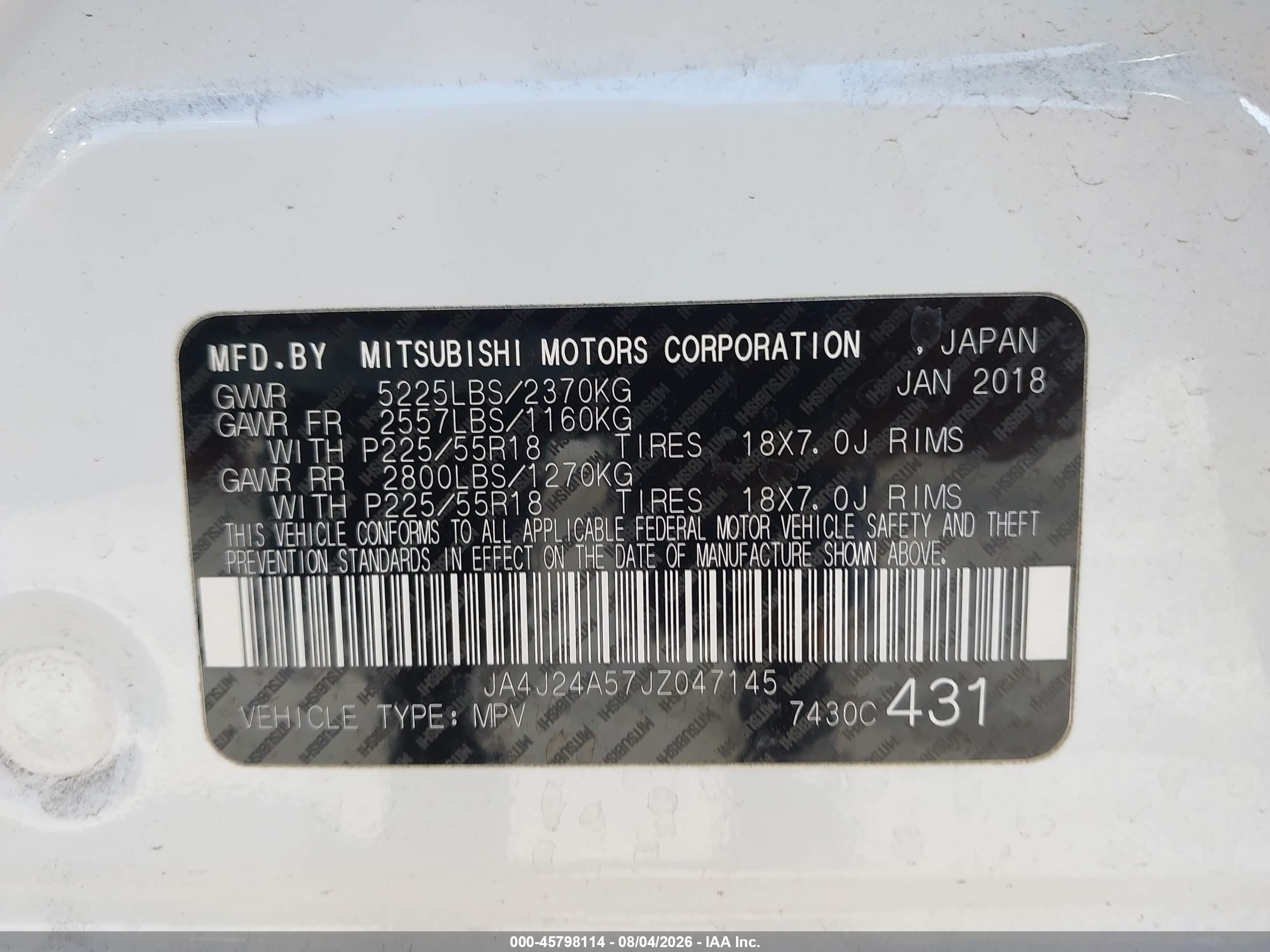 2018 Mitsubishi Outlander Phev Sel White vin: JA4J24A57JZ047145