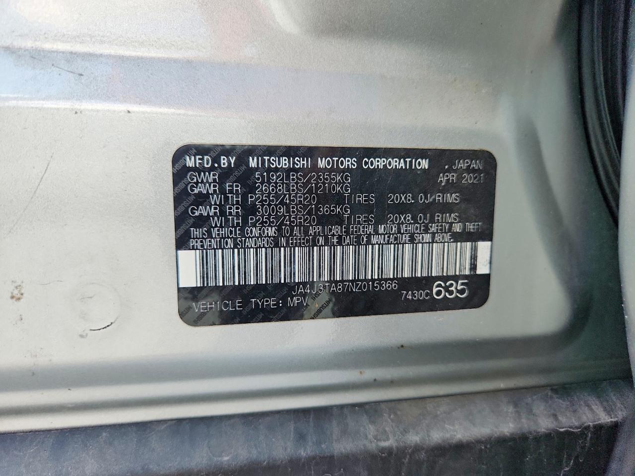 2022 Mitsubishi Outlander Es Silver vin: JA4J3TA87NZ015366