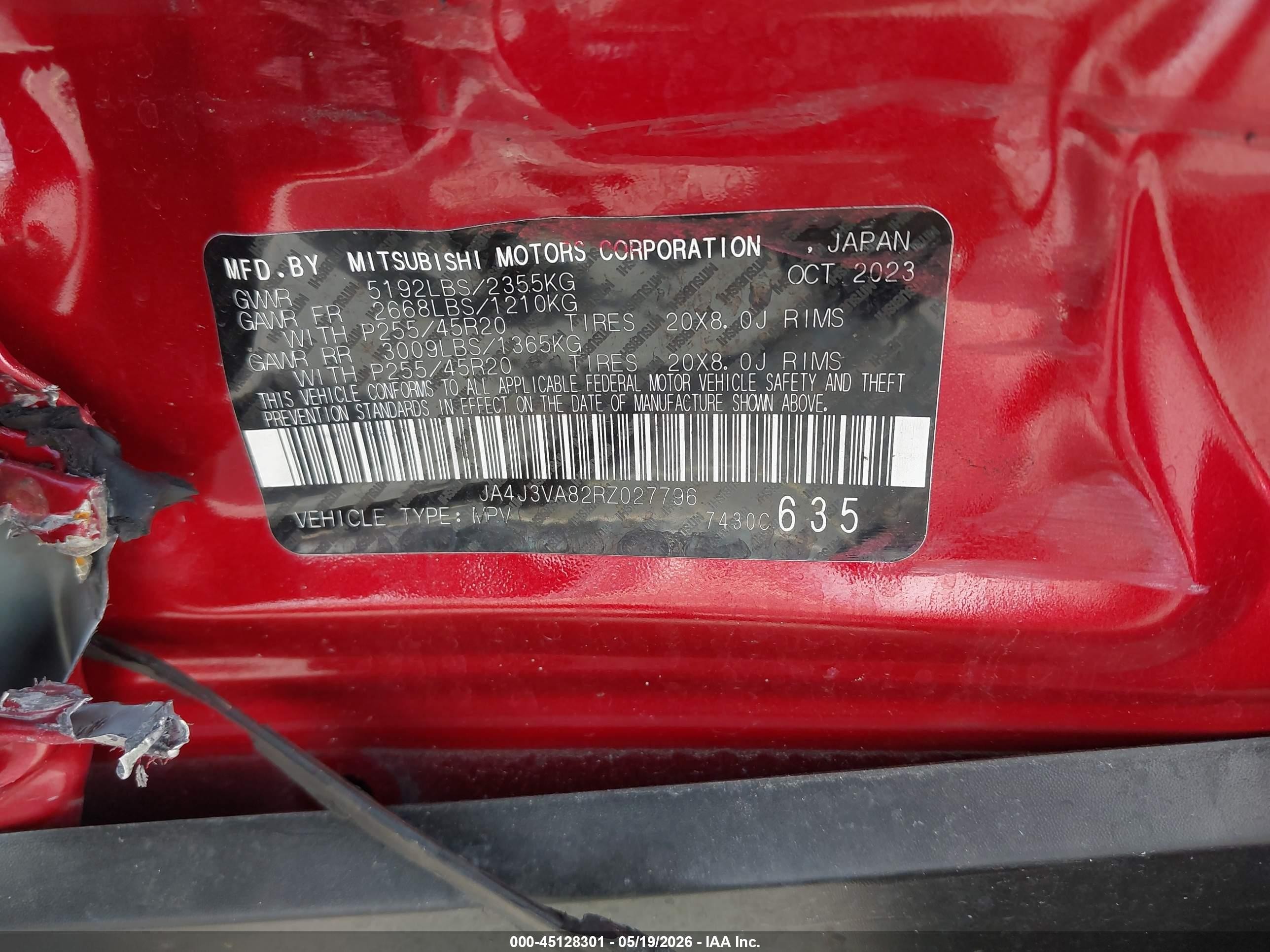 2024 Mitsubishi Outlander Se 2.5 2wd Red vin: JA4J3VA82RZ027796