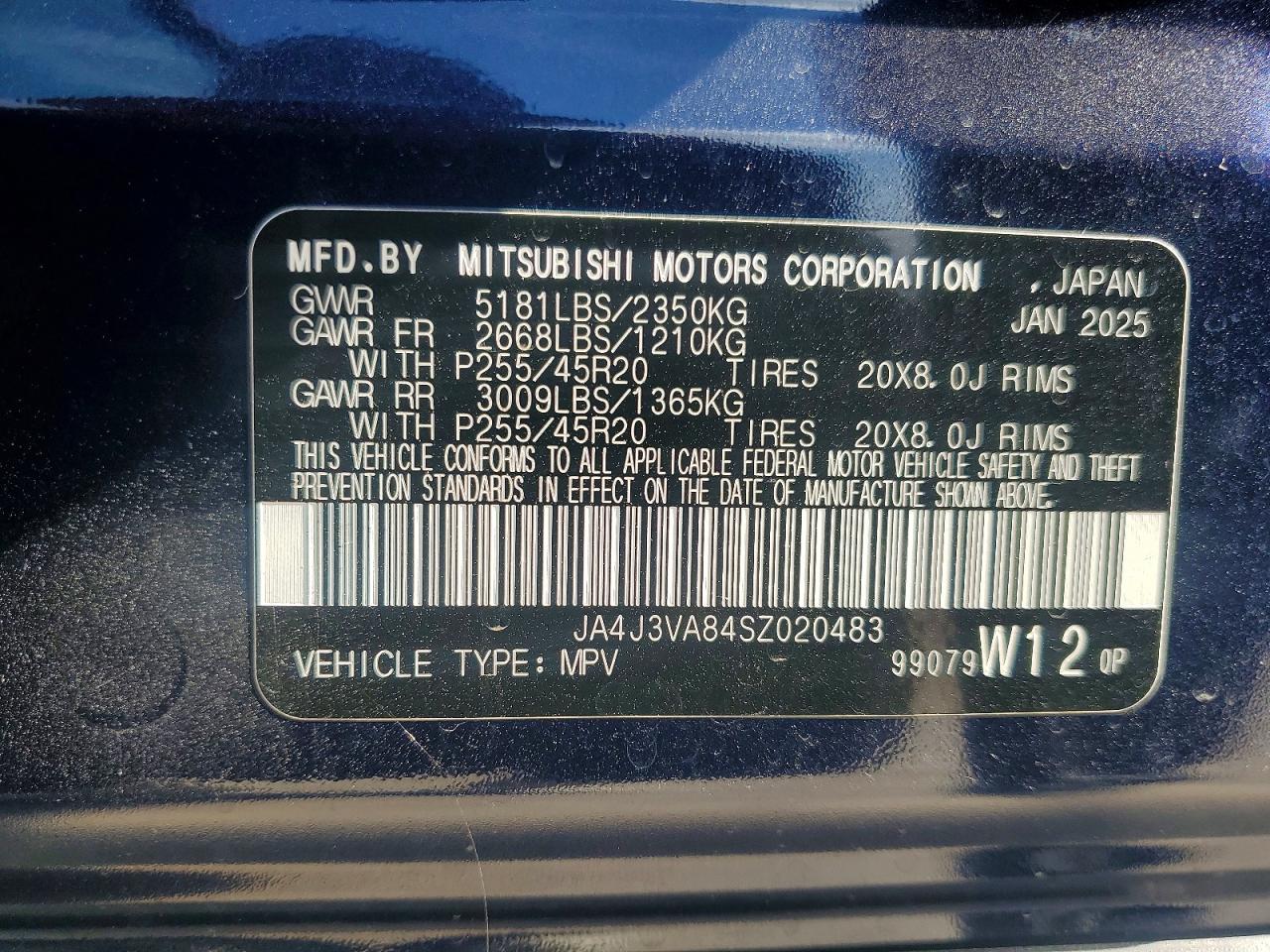 2025 Mitsubishi Outlander Se Blue vin: JA4J3VA84SZ020483