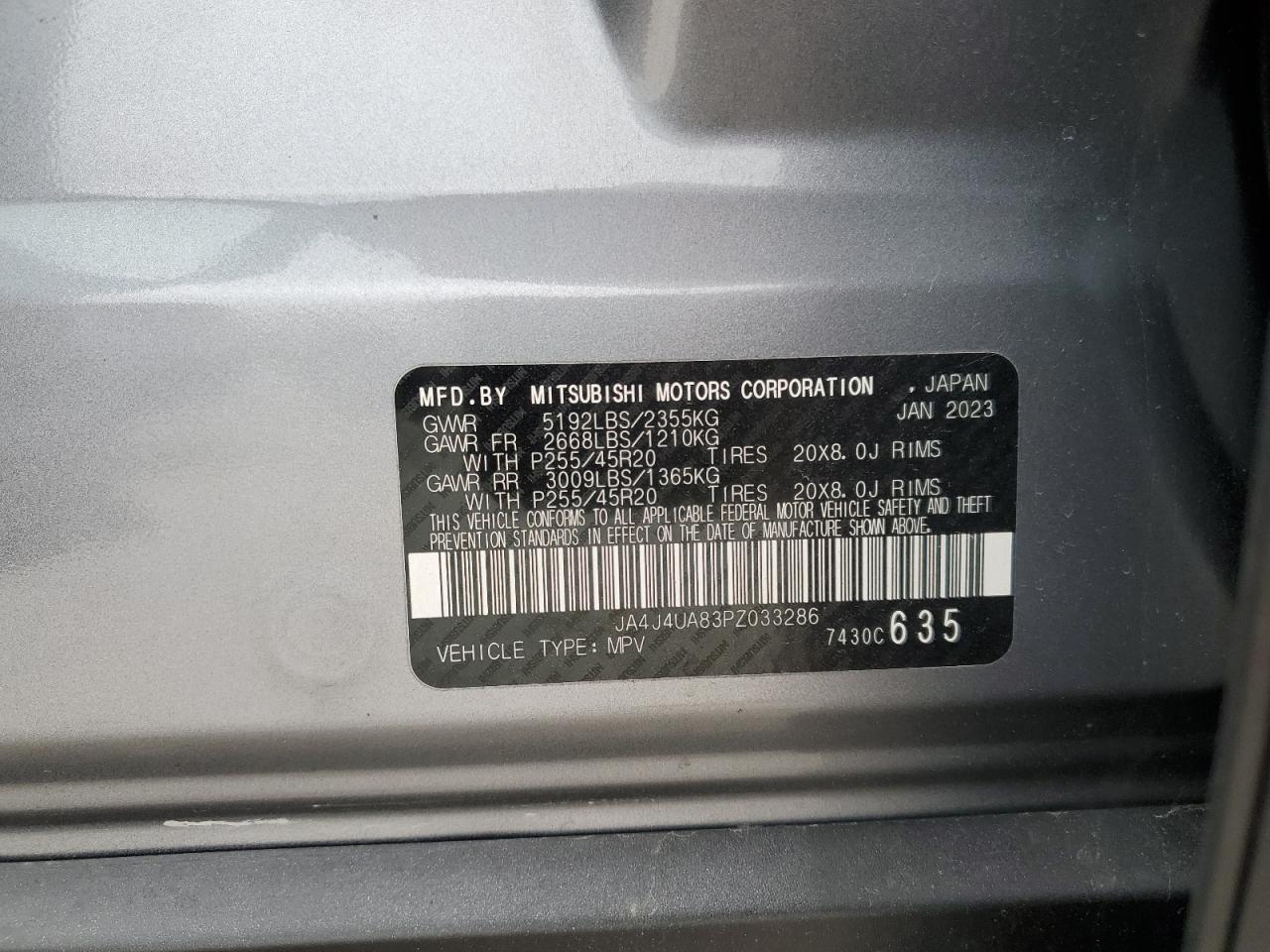JA4J4UA83PZ033286 — 2023 MITSUBISHI OUTLANDER | AutoHelperBot