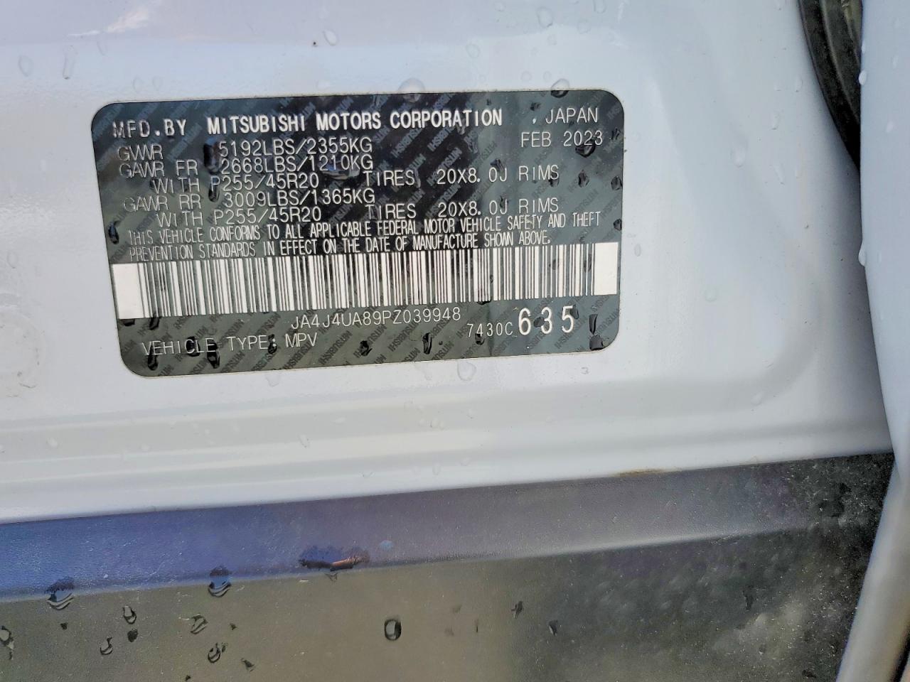 2023 Mitsubishi Outlander Se White vin: JA4J4UA89PZ039948