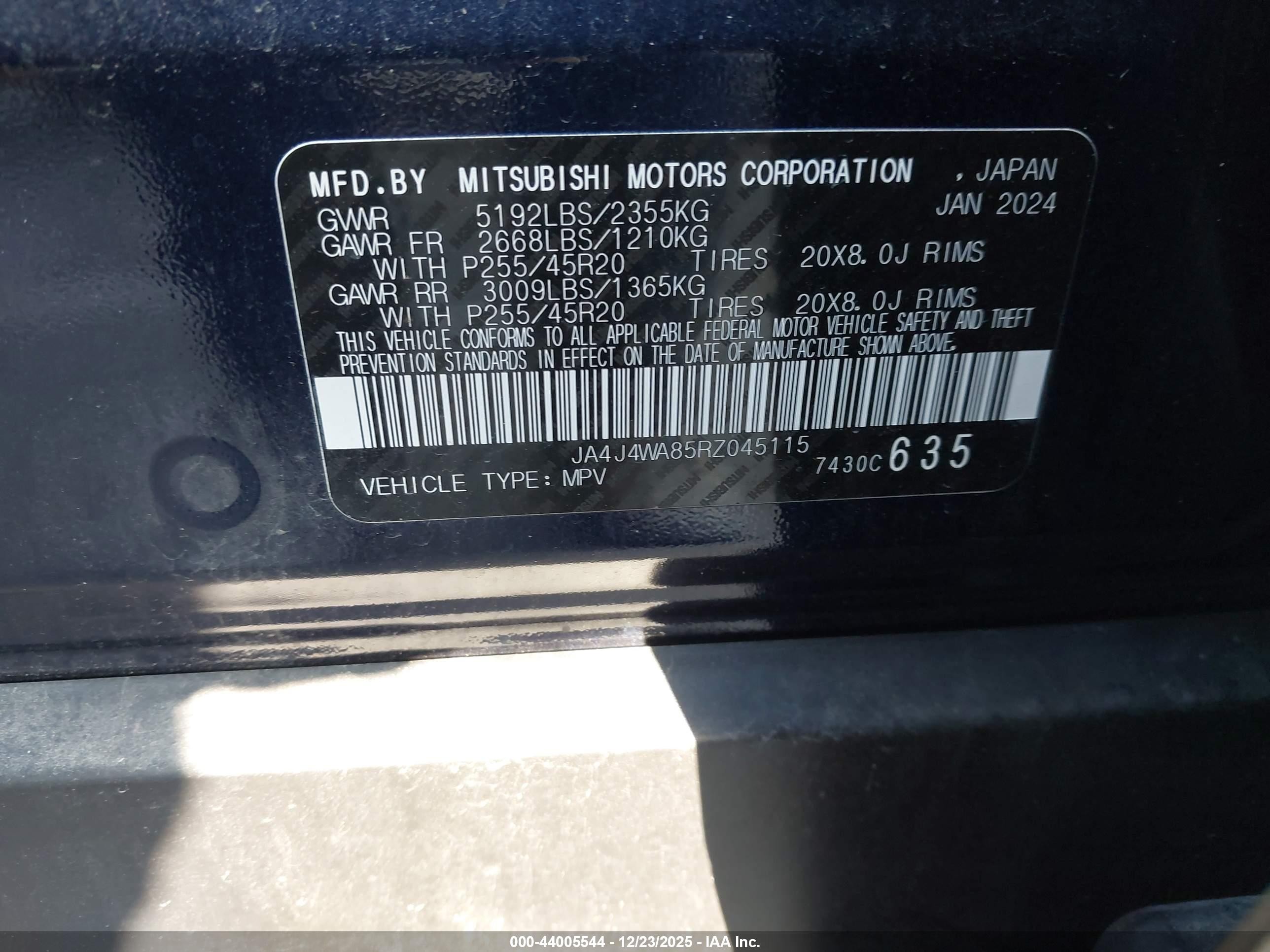 2024 Mitsubishi Outlander Sel 2.5 S-awc Синий vin: JA4J4WA85RZ045115