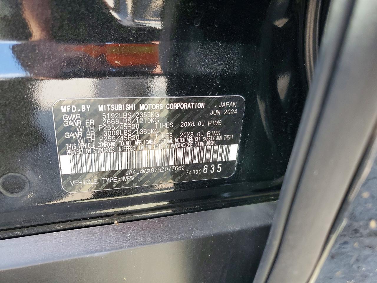2024 Mitsubishi Outlander Sel Black vin: JA4J4WA87RZ077662