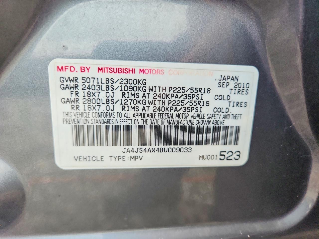 2011 Mitsubishi Outlander Xls Серый vin: JA4JS4AX4BU009033