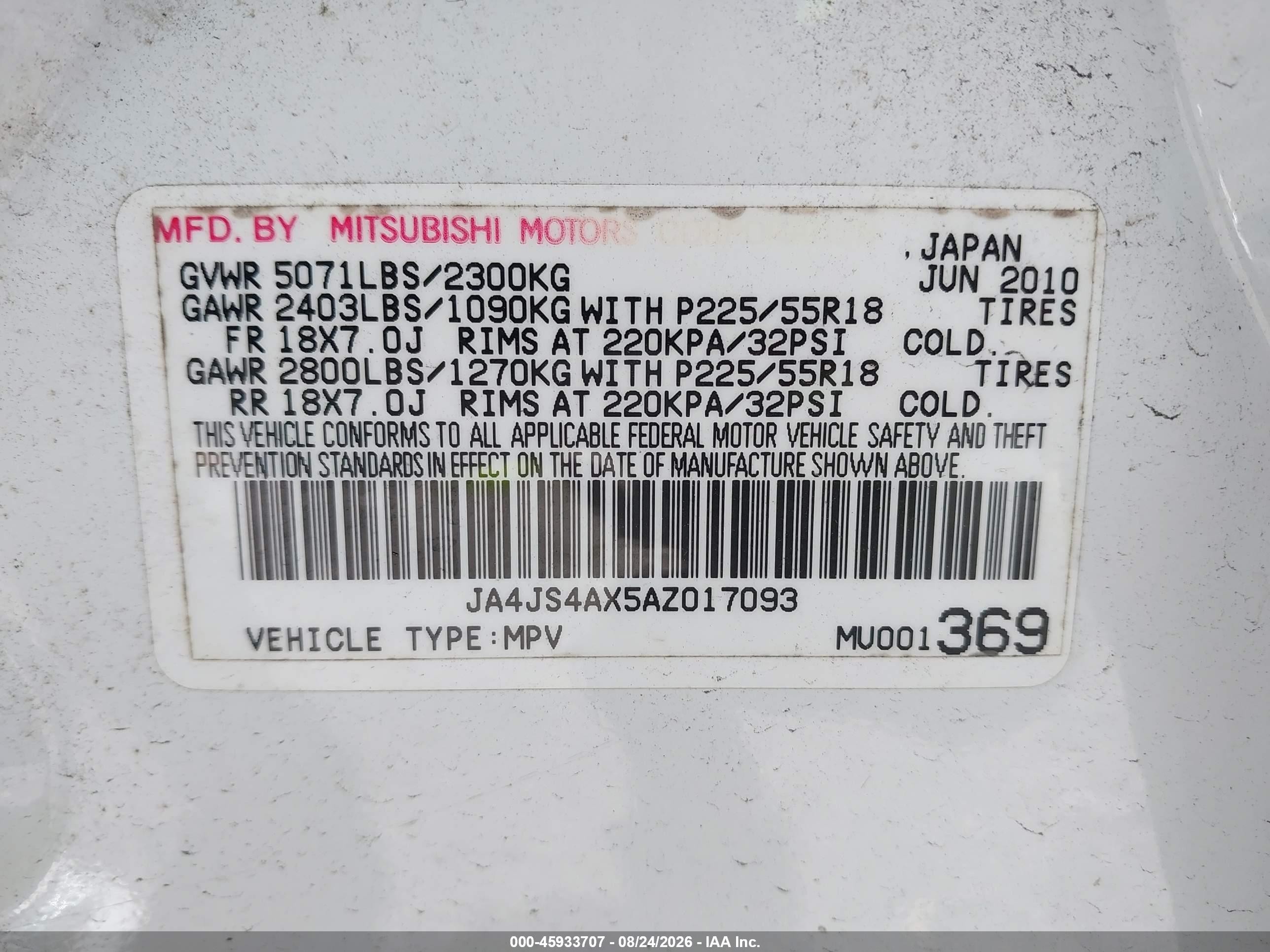 2010 Mitsubishi Outlander Xls White vin: JA4JS4AX5AZ017093