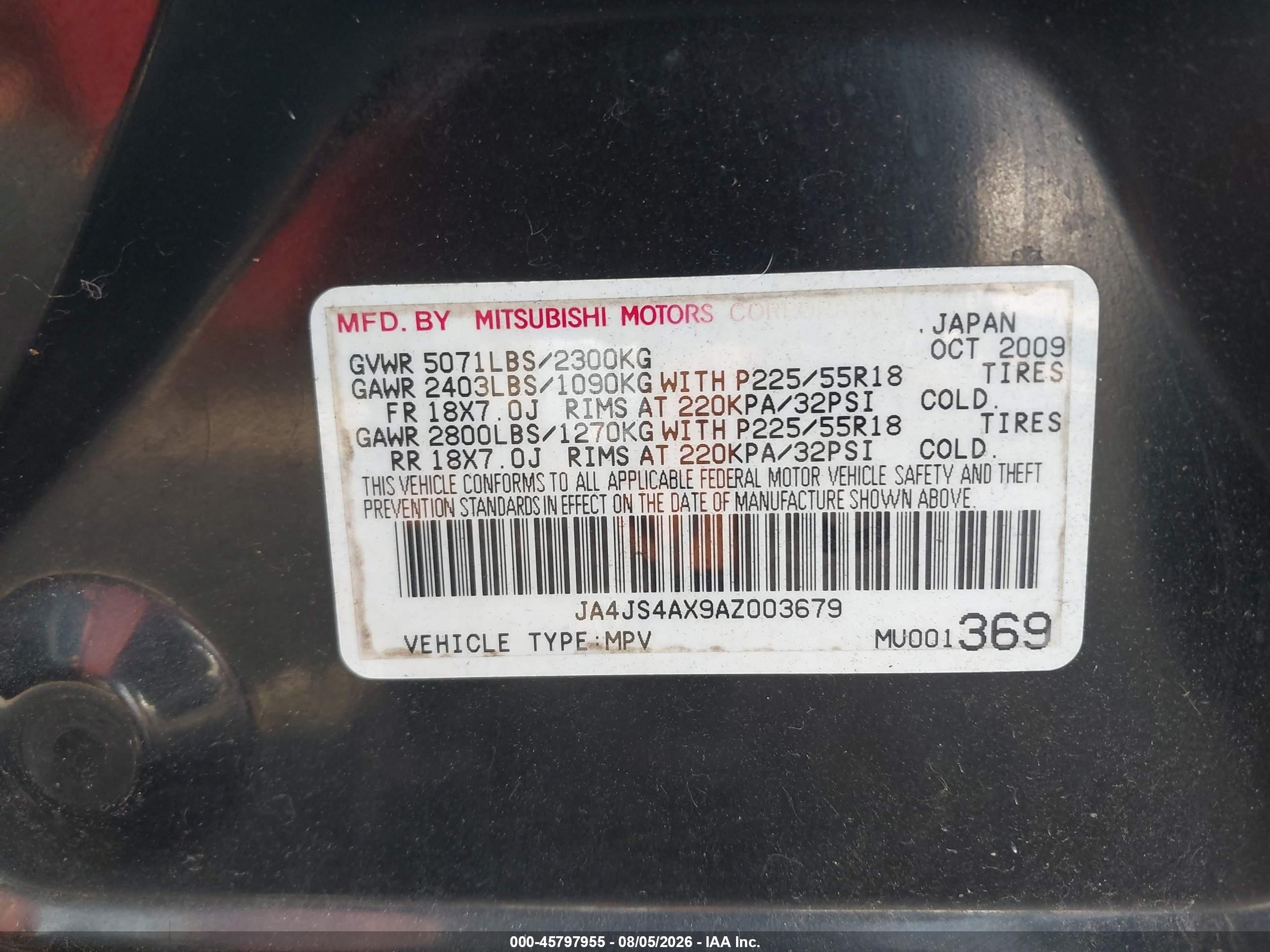 2010 Mitsubishi Outlander Xls Black vin: JA4JS4AX9AZ003679