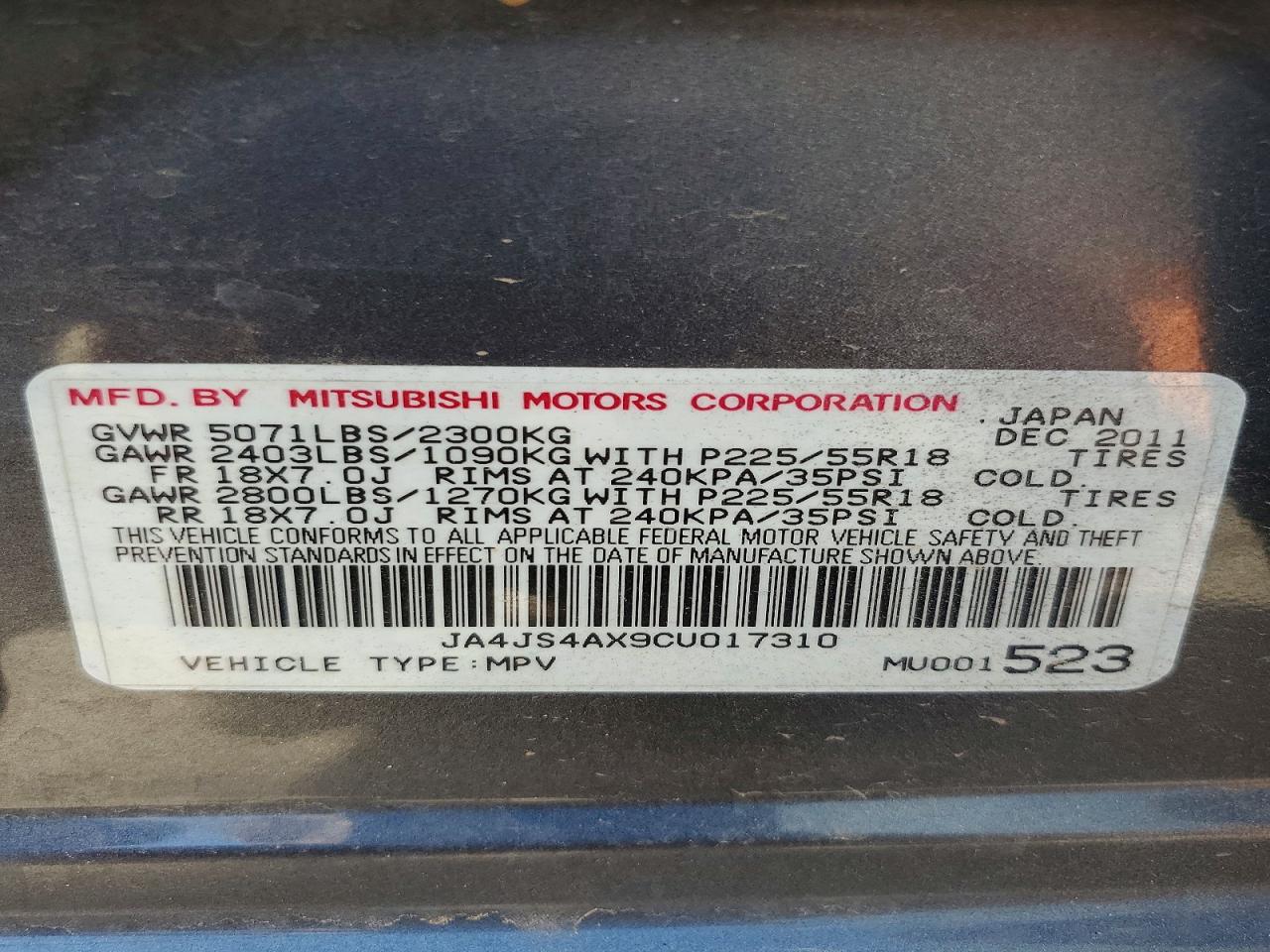 2012 Mitsubishi Outlander Gt Gray vin: JA4JS4AX9CU017310