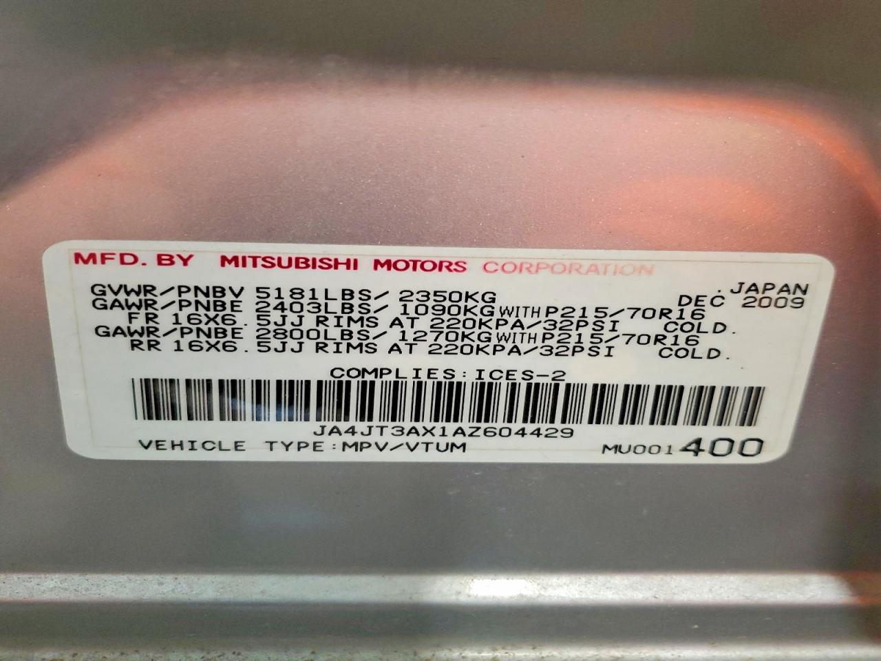 2010 Mitsubishi Outlander Xls Silver vin: JA4JT3AX1AZ604429