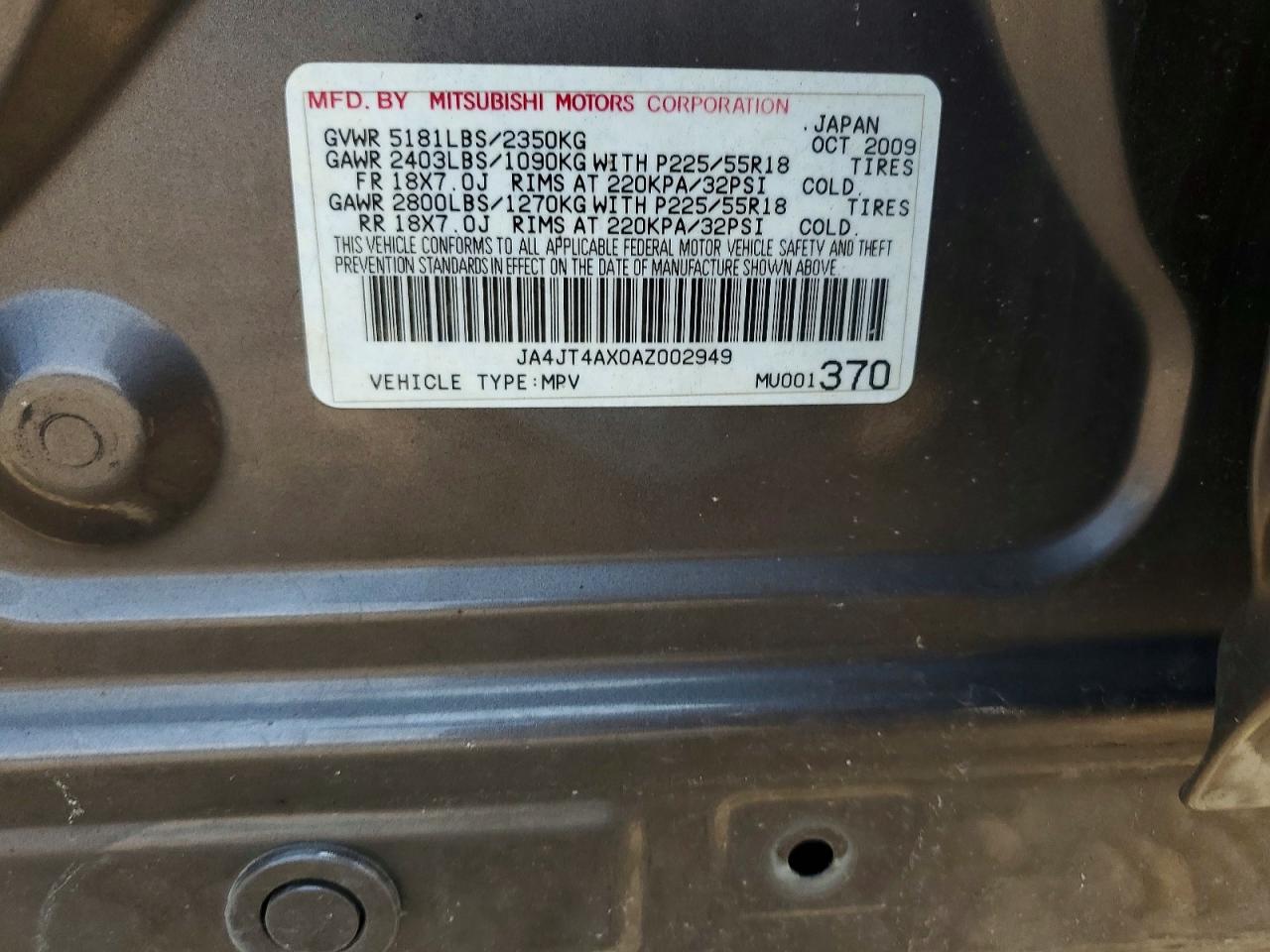 2010 Mitsubishi Outlander Xls Tan vin: JA4JT4AX0AZ002949