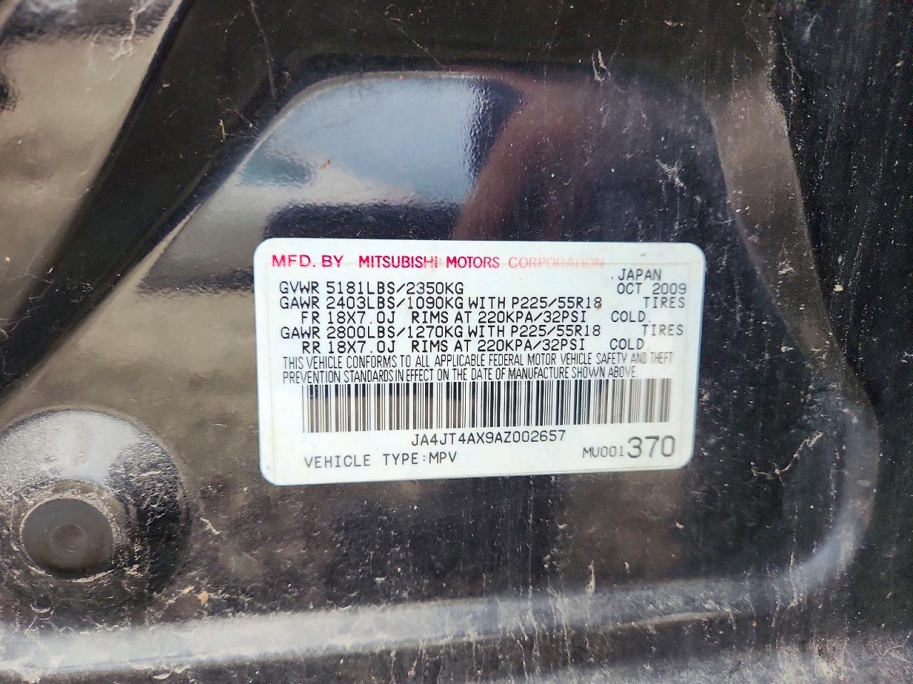 2010 Mitsubishi Outlander Xls Black vin: JA4JT4AX9AZ002657
