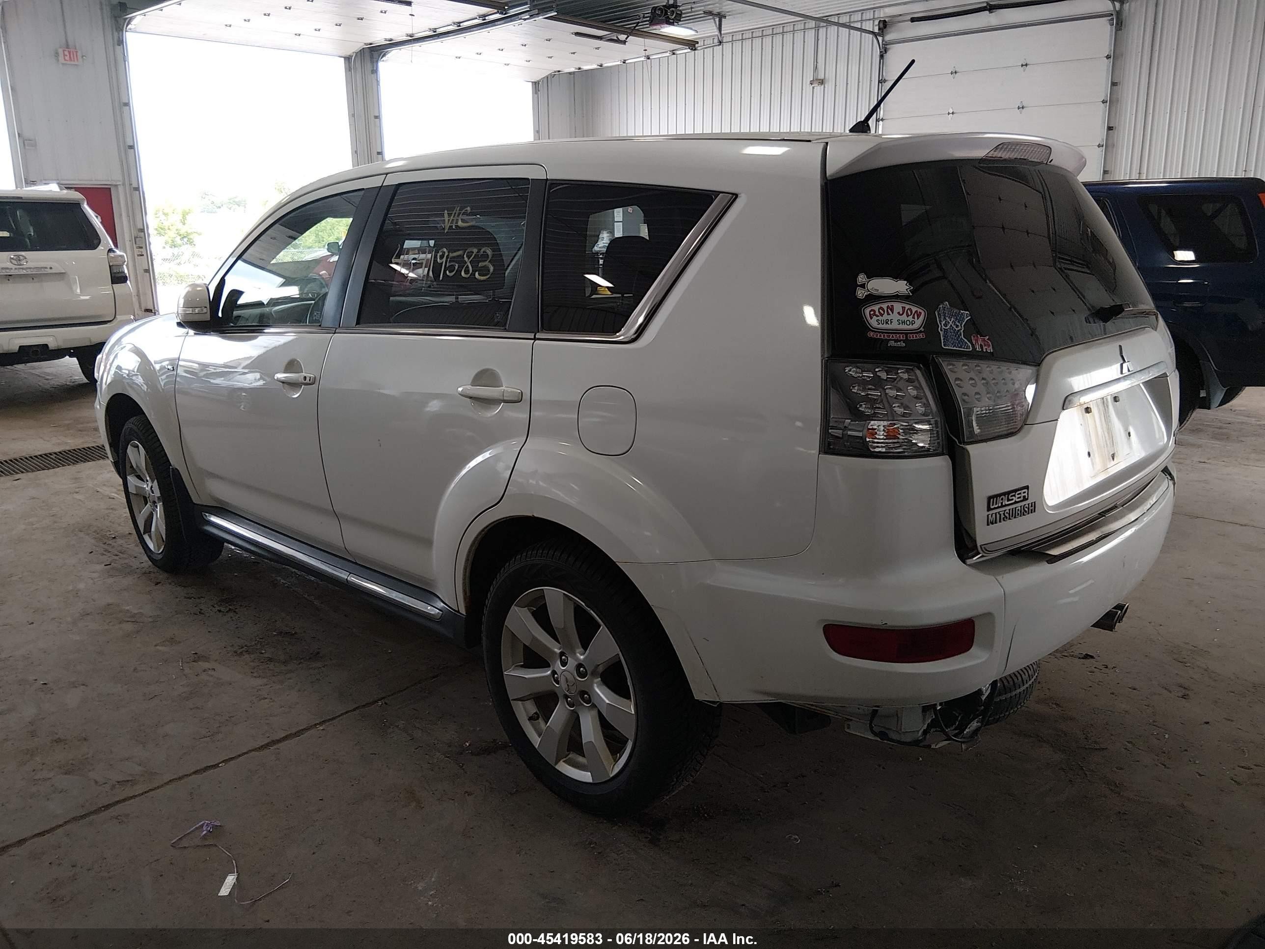 2011 Mitsubishi Outlander Gt White vin: JA4JT5AX2BU025248