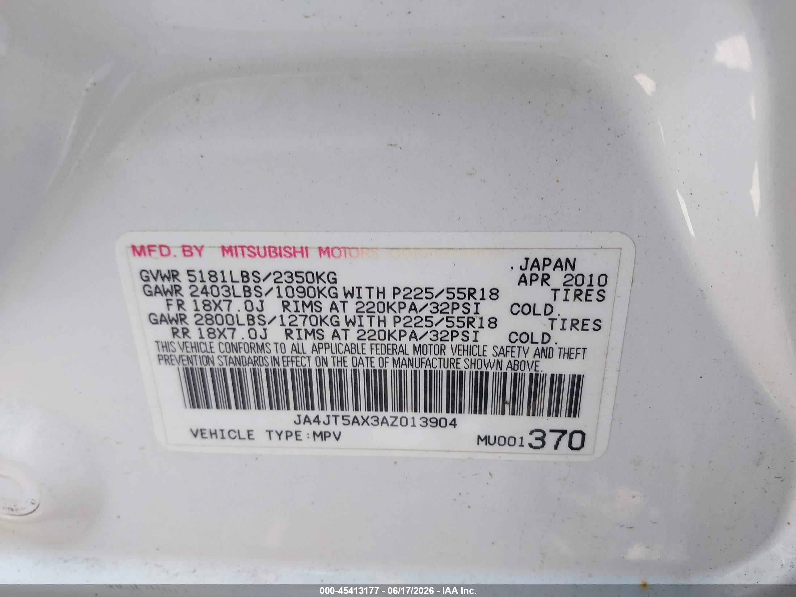 2010 Mitsubishi Outlander Gt White vin: JA4JT5AX3AZ013904