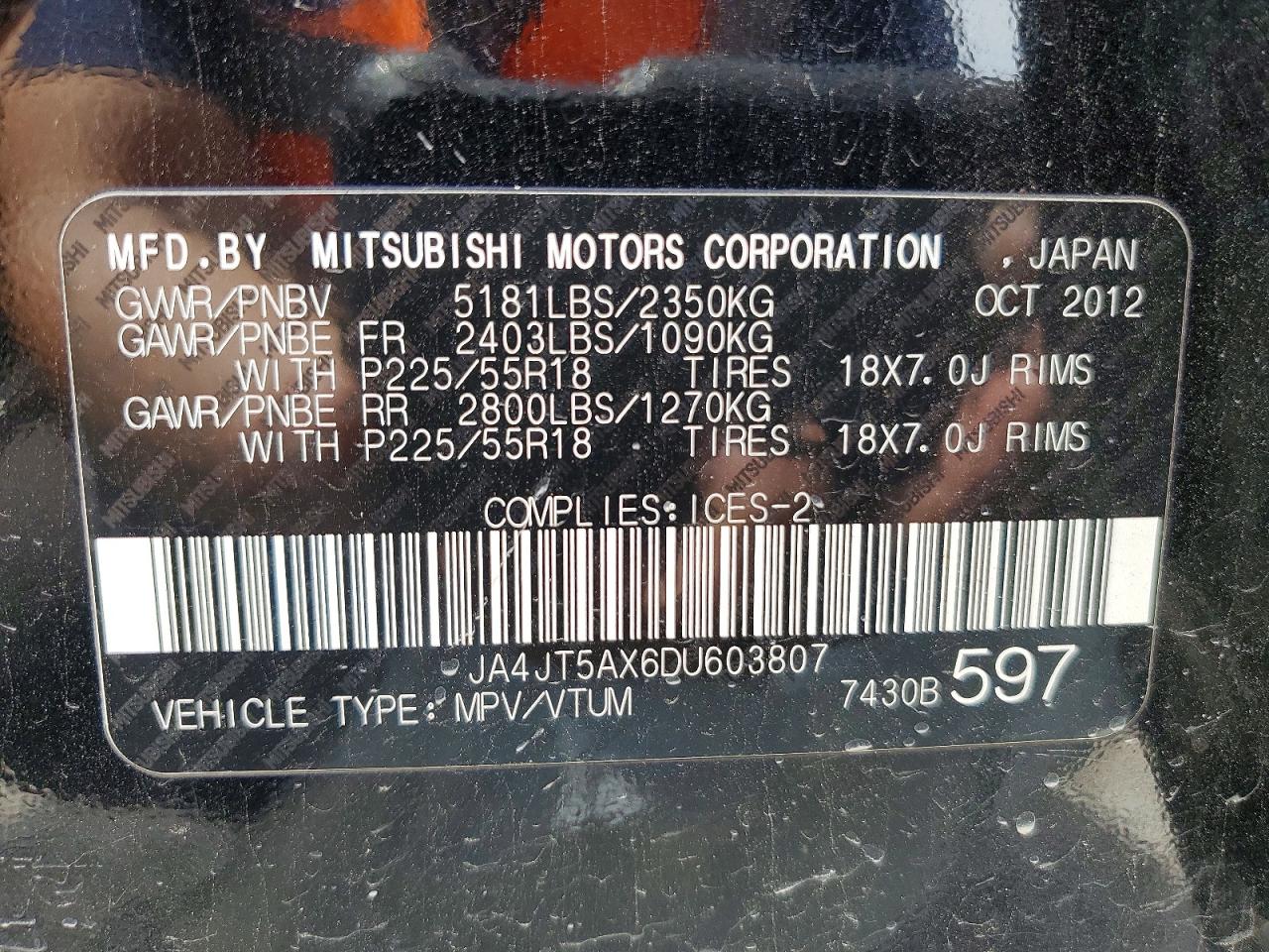 2013 Mitsubishi Outlander Gt Black vin: JA4JT5AX6DU603807