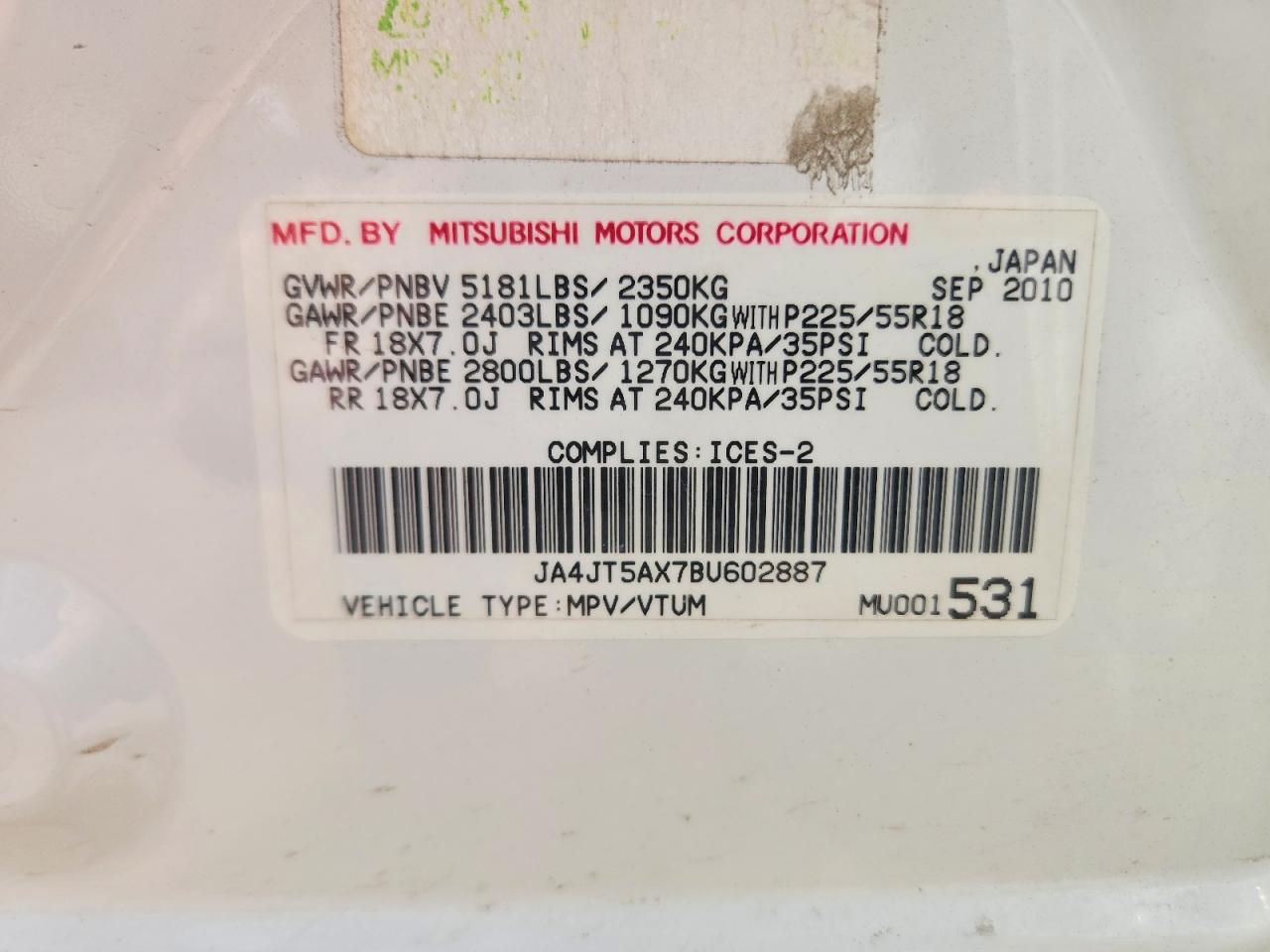 2011 Mitsubishi Outlander Gt Белый vin: JA4JT5AX7BU602887