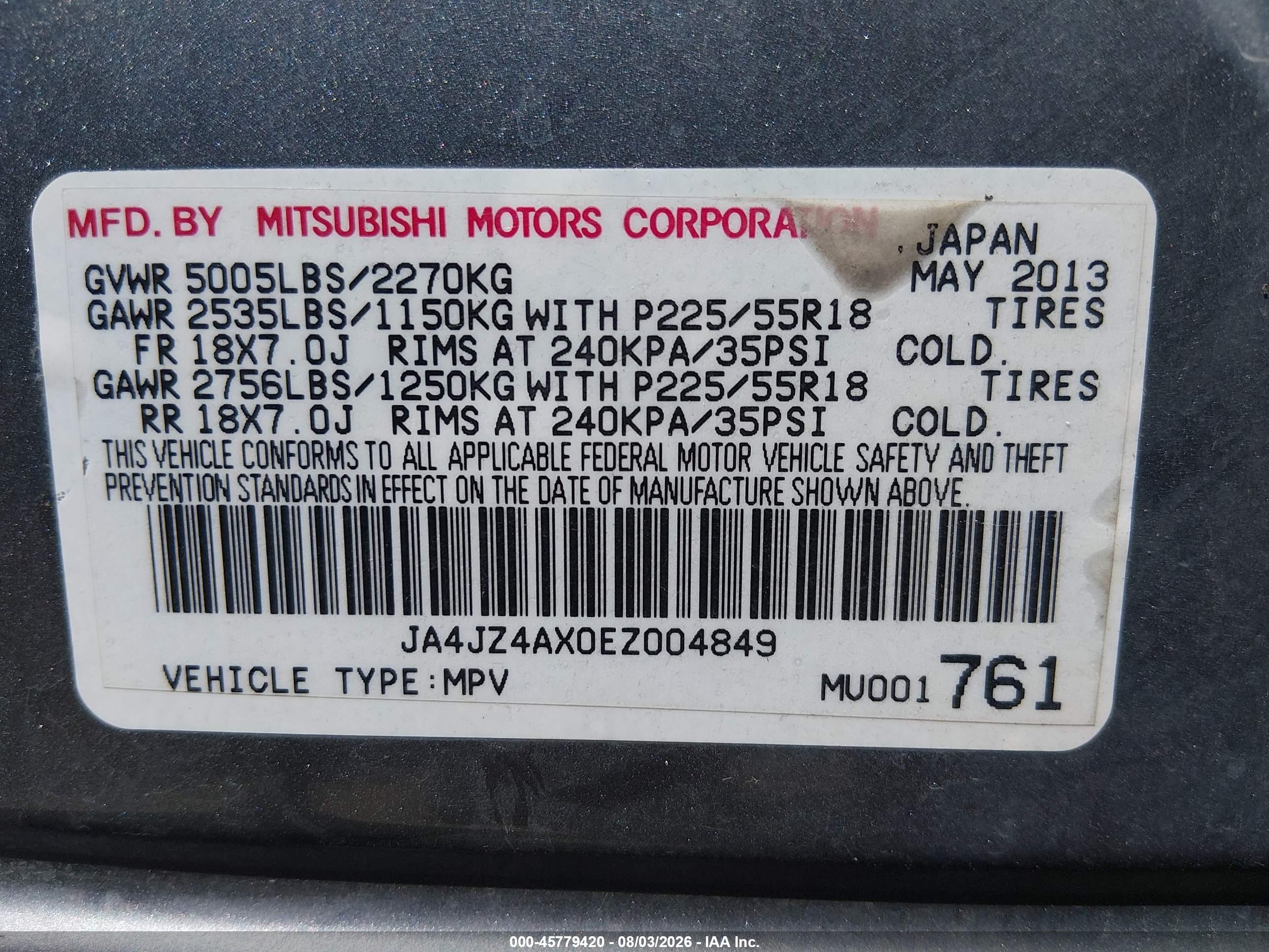 2014 Mitsubishi Outlander Gt Gray vin: JA4JZ4AX0EZ004849