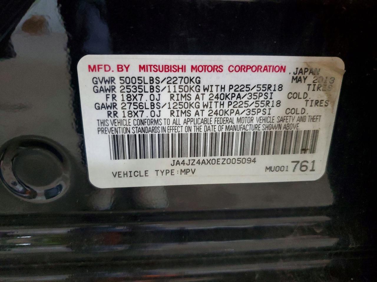 2014 Mitsubishi Outlander Gt Blue vin: JA4JZ4AX0EZ005094
