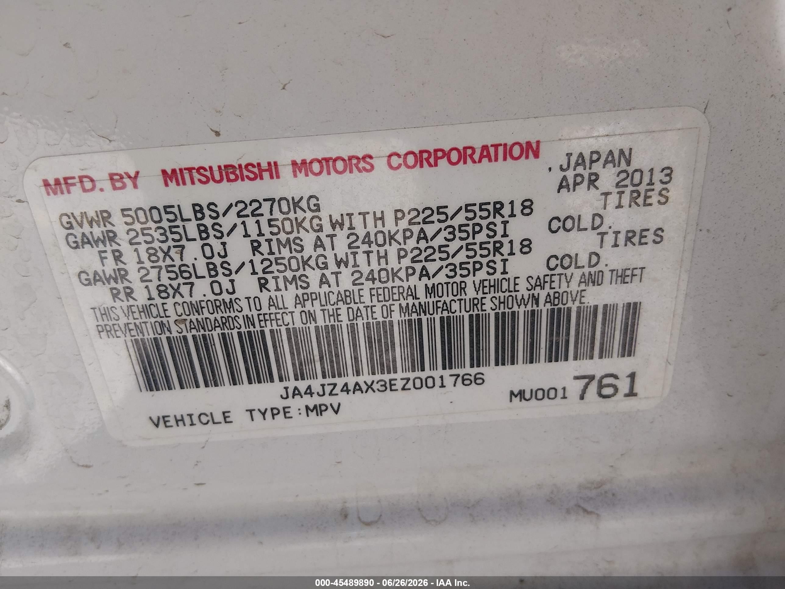 2014 Mitsubishi Outlander Gt White vin: JA4JZ4AX3EZ001766