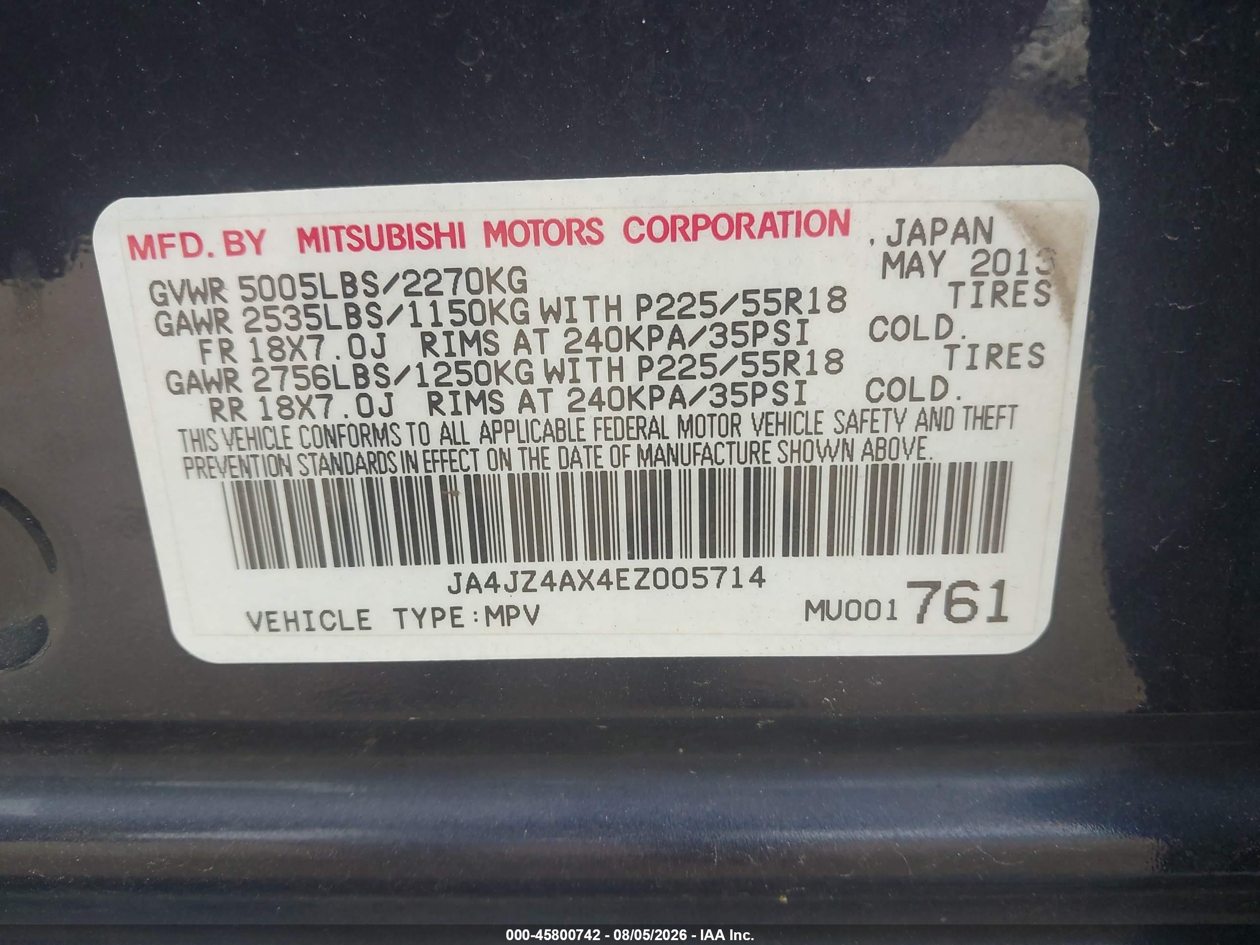 2014 Mitsubishi Outlander Gt Blue vin: JA4JZ4AX4EZ005714