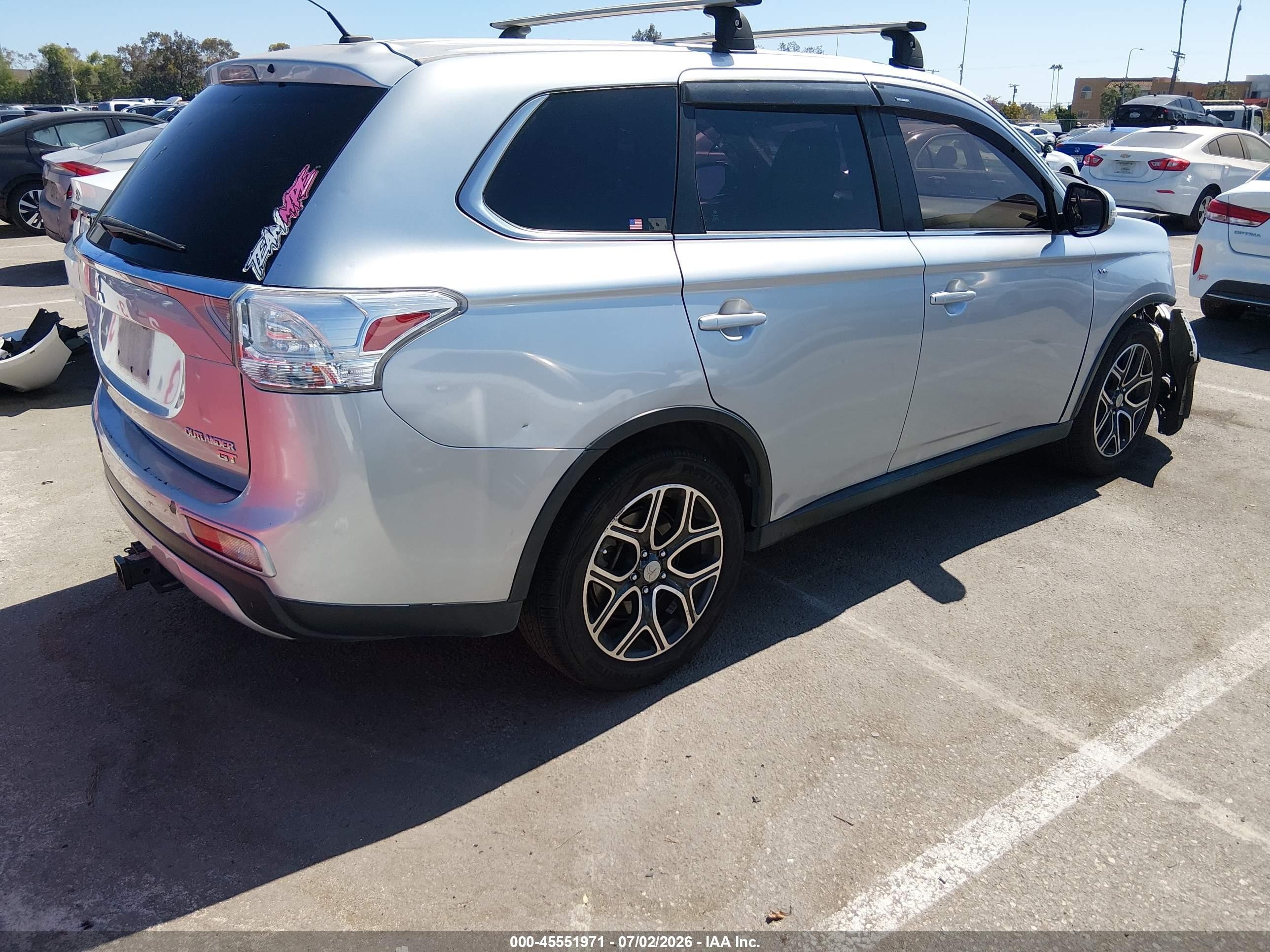 2015 Mitsubishi Outlander Gt Серебряный vin: JA4JZ4AX5FZ008798