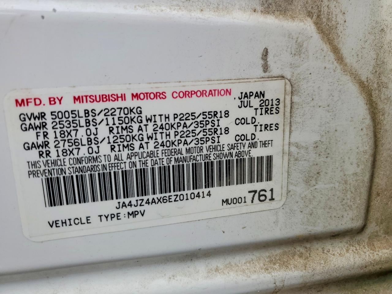 2014 Mitsubishi Outlander Gt White vin: JA4JZ4AX6EZ010414