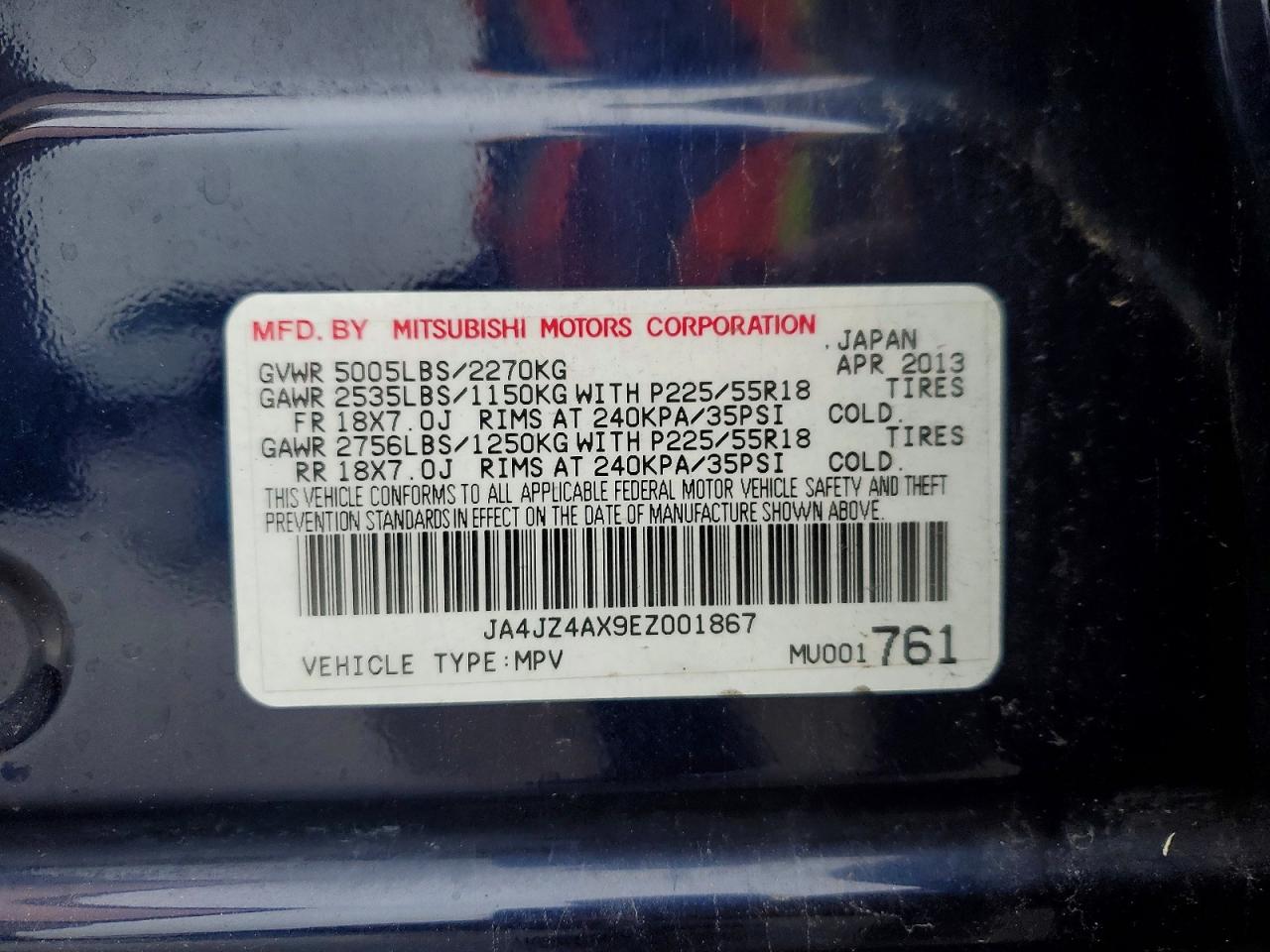 2014 Mitsubishi Outlander Gt Blue vin: JA4JZ4AX9EZ001867