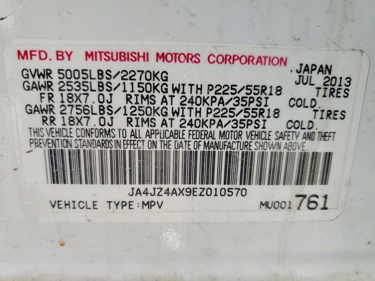 2014 Mitsubishi Outlander Gt White vin: JA4JZ4AX9EZ010570
