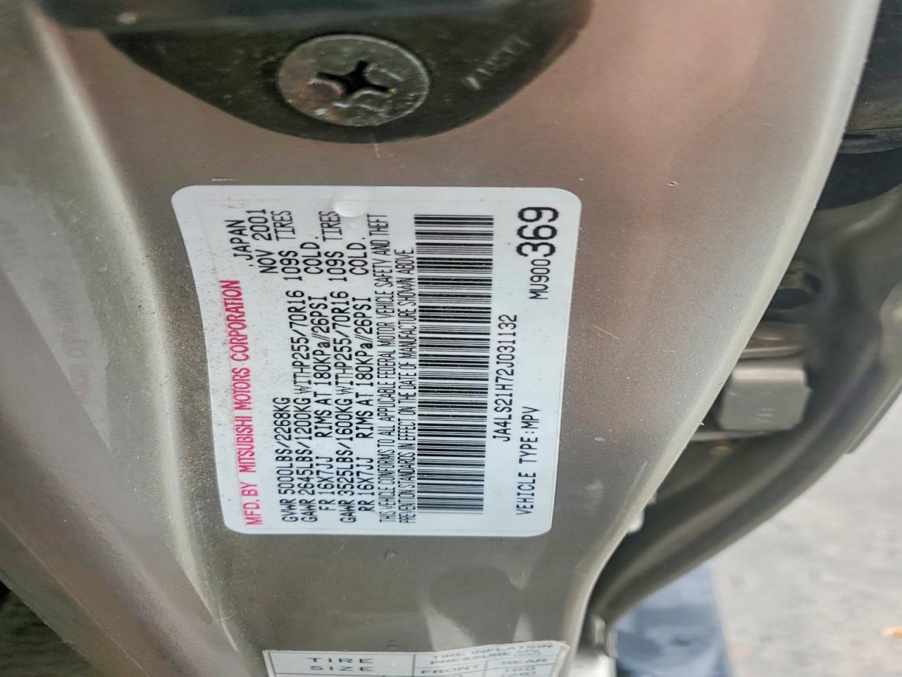 2002 Mitsubishi Montero Sport Es Tan vin: JA4LS21H72J031132