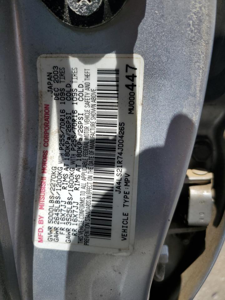 2004 Mitsubishi Montero Sport Es   Серебряный vin: JA4LS21R74J004265