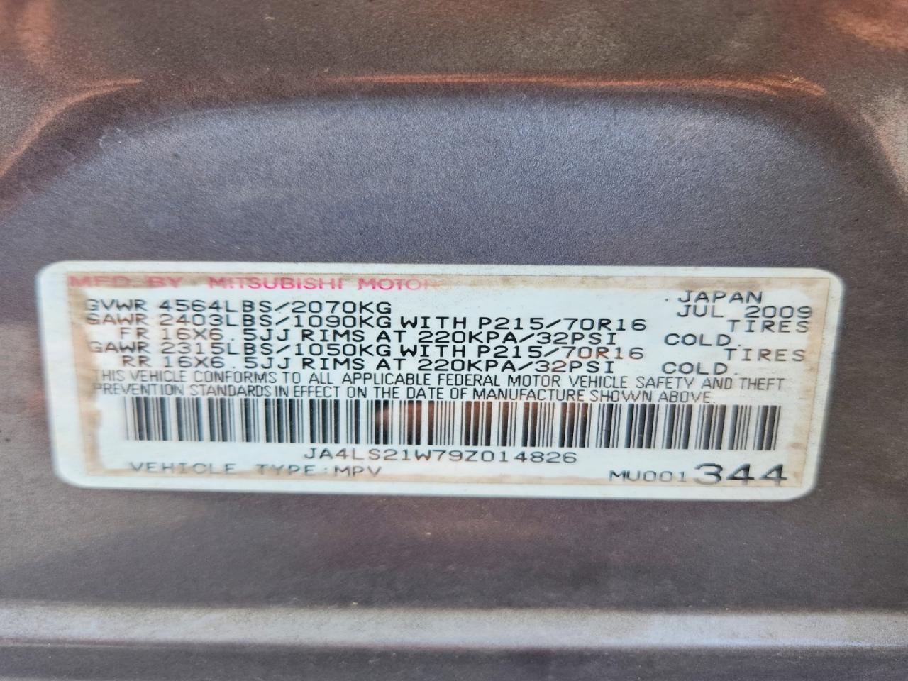 2009 Mitsubishi Outlander Es Gray vin: JA4LS21W79Z014826